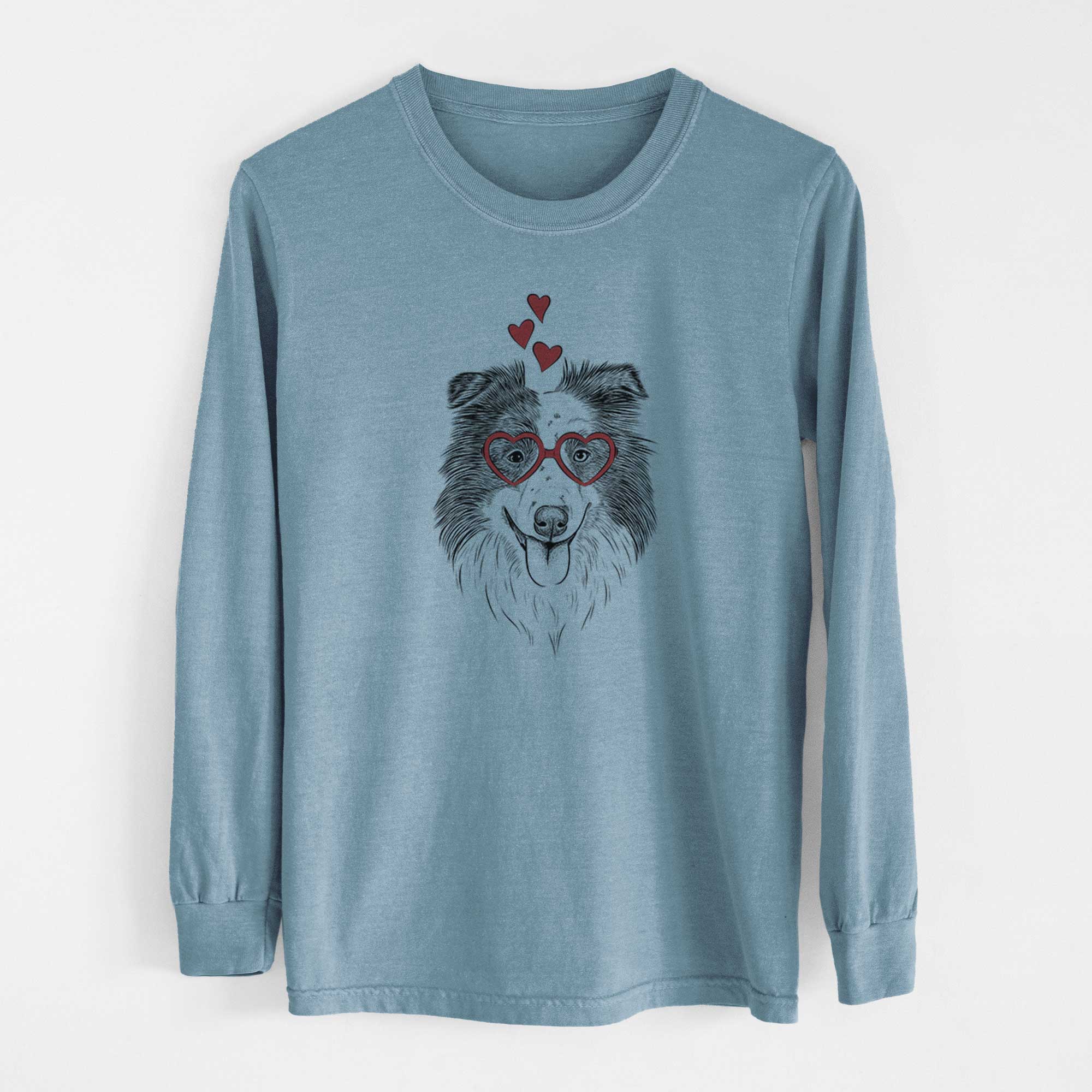 Valentine Lady Bug the Border Collie - Heavyweight 100% Cotton Long Sleeve