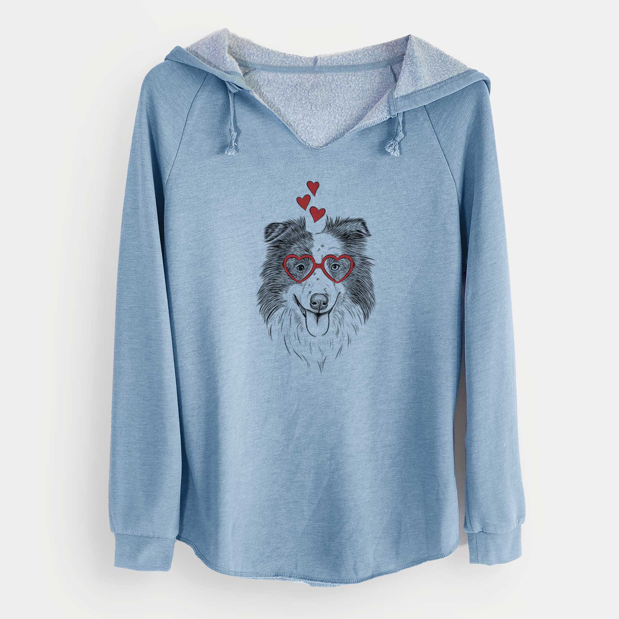 Valentine Lady Bug the Border Collie - Cali Wave Hooded Sweatshirt