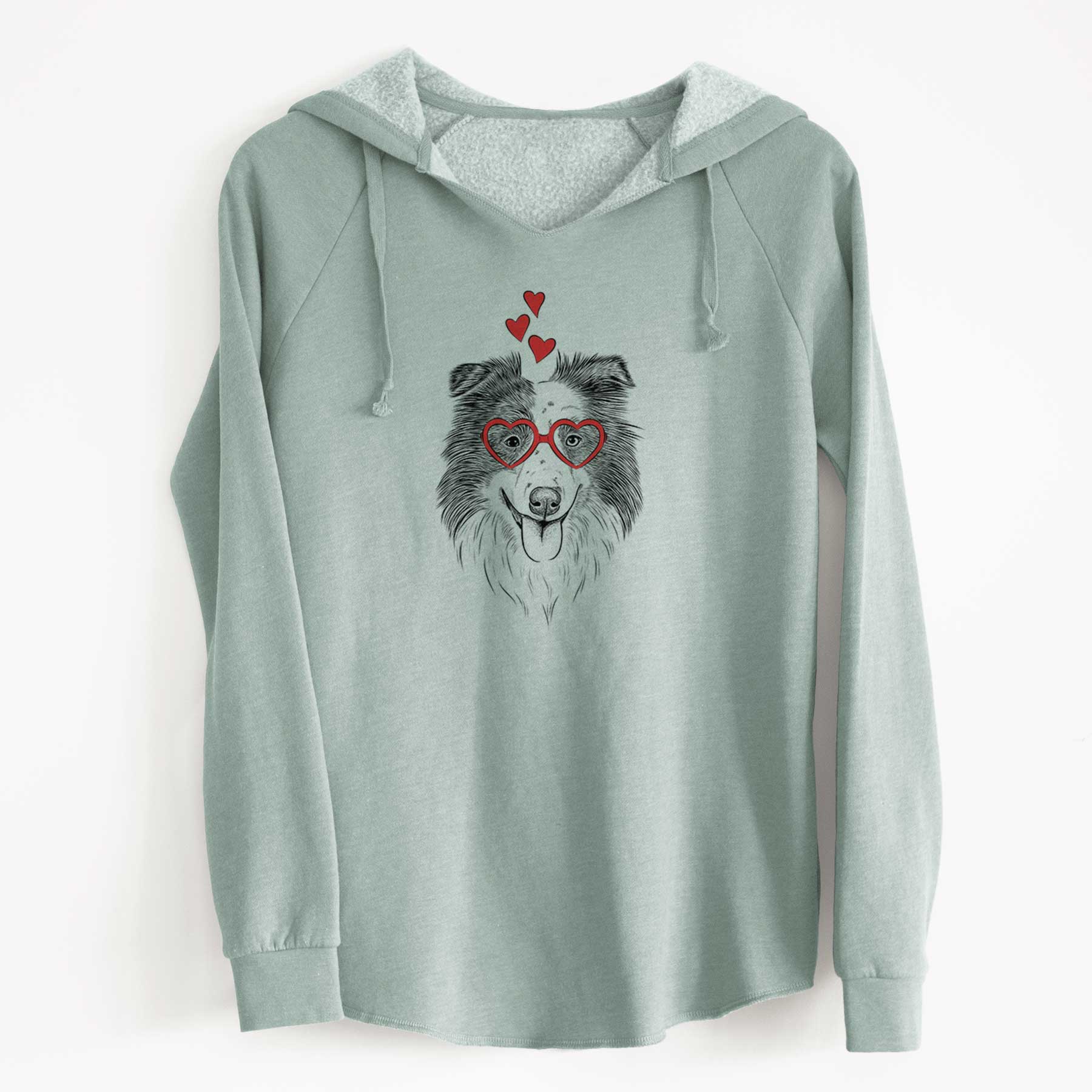 Valentine Lady Bug the Border Collie - Cali Wave Hooded Sweatshirt