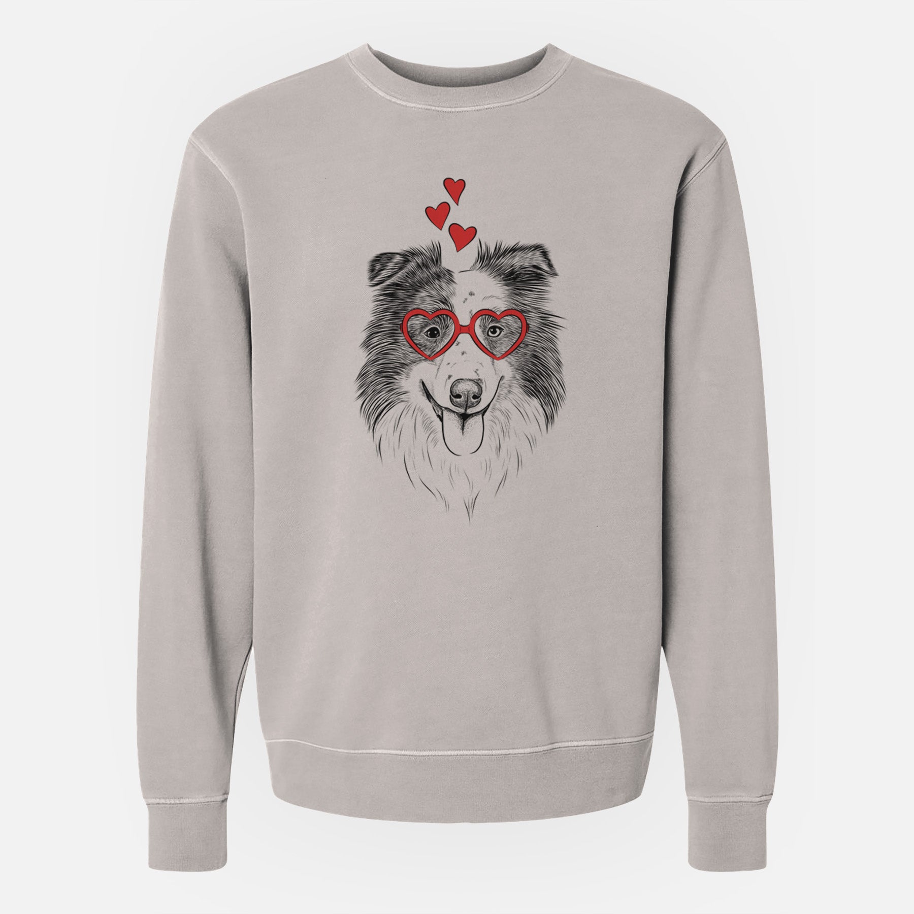 Valentine Lady Bug the Border Collie - Unisex Pigment Dyed Crew Sweatshirt