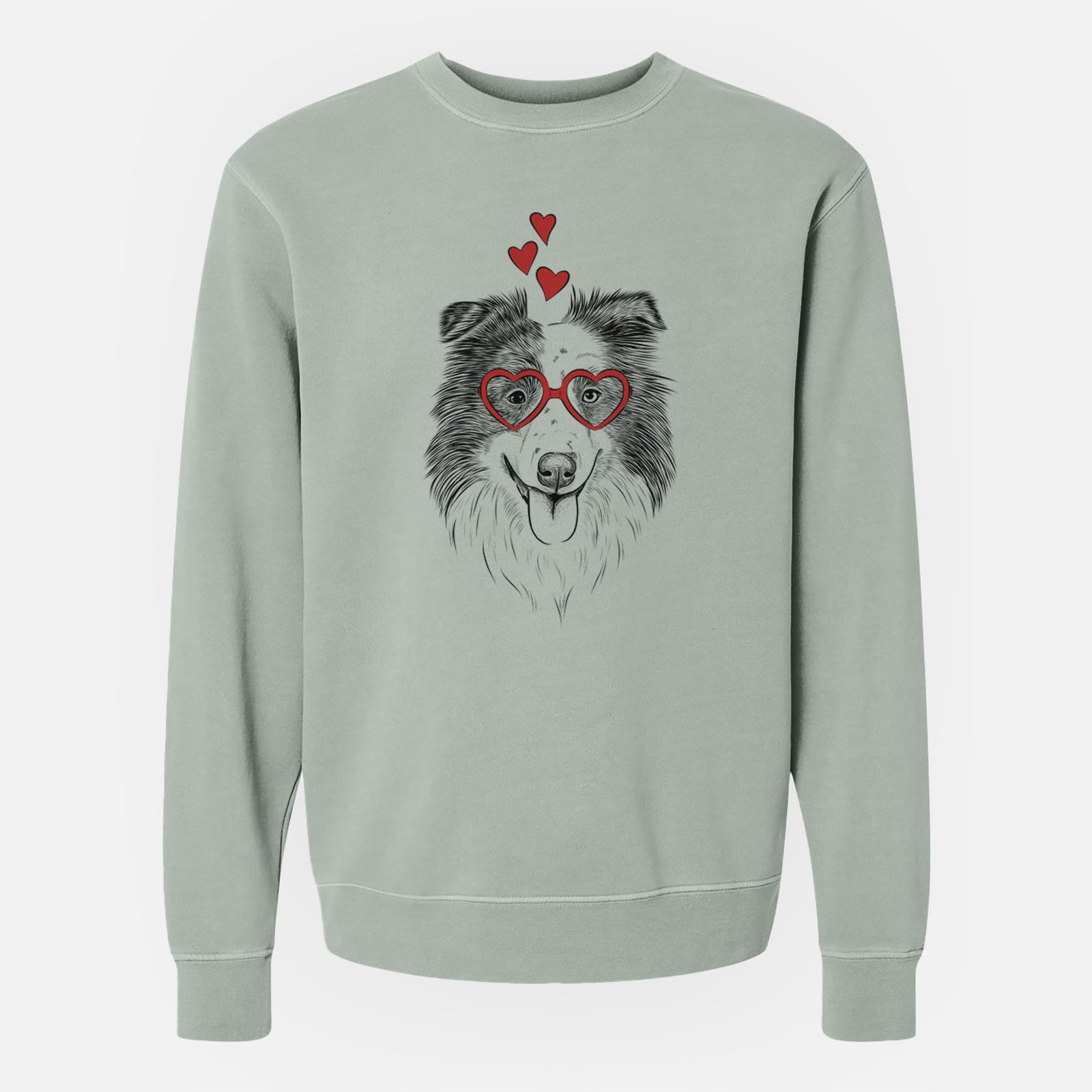 Valentine Lady Bug the Border Collie - Unisex Pigment Dyed Crew Sweatshirt