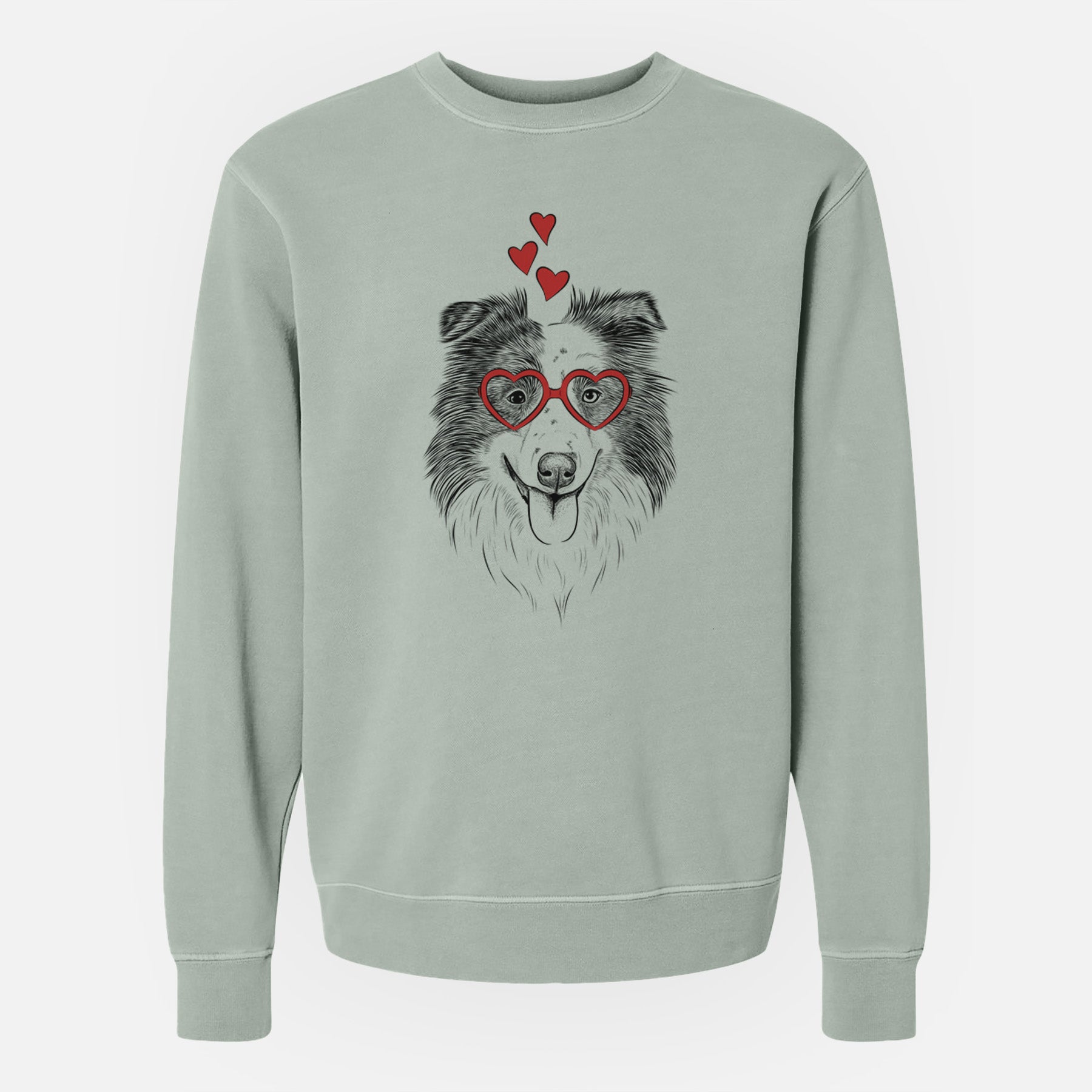 Valentine Lady Bug the Border Collie - Unisex Pigment Dyed Crew Sweatshirt