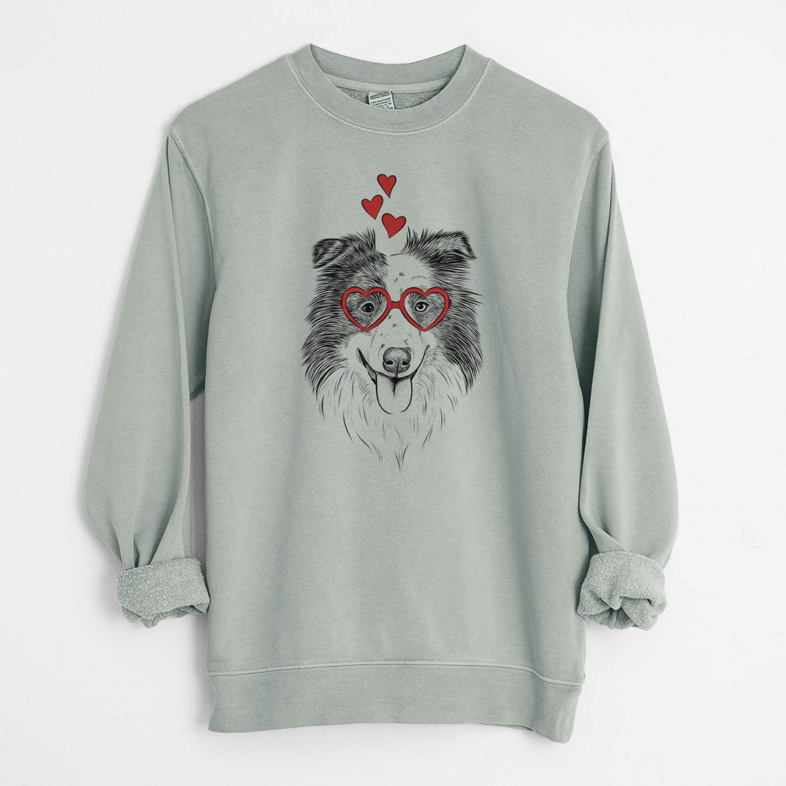 Valentine Lady Bug the Border Collie - Unisex Pigment Dyed Crew Sweatshirt