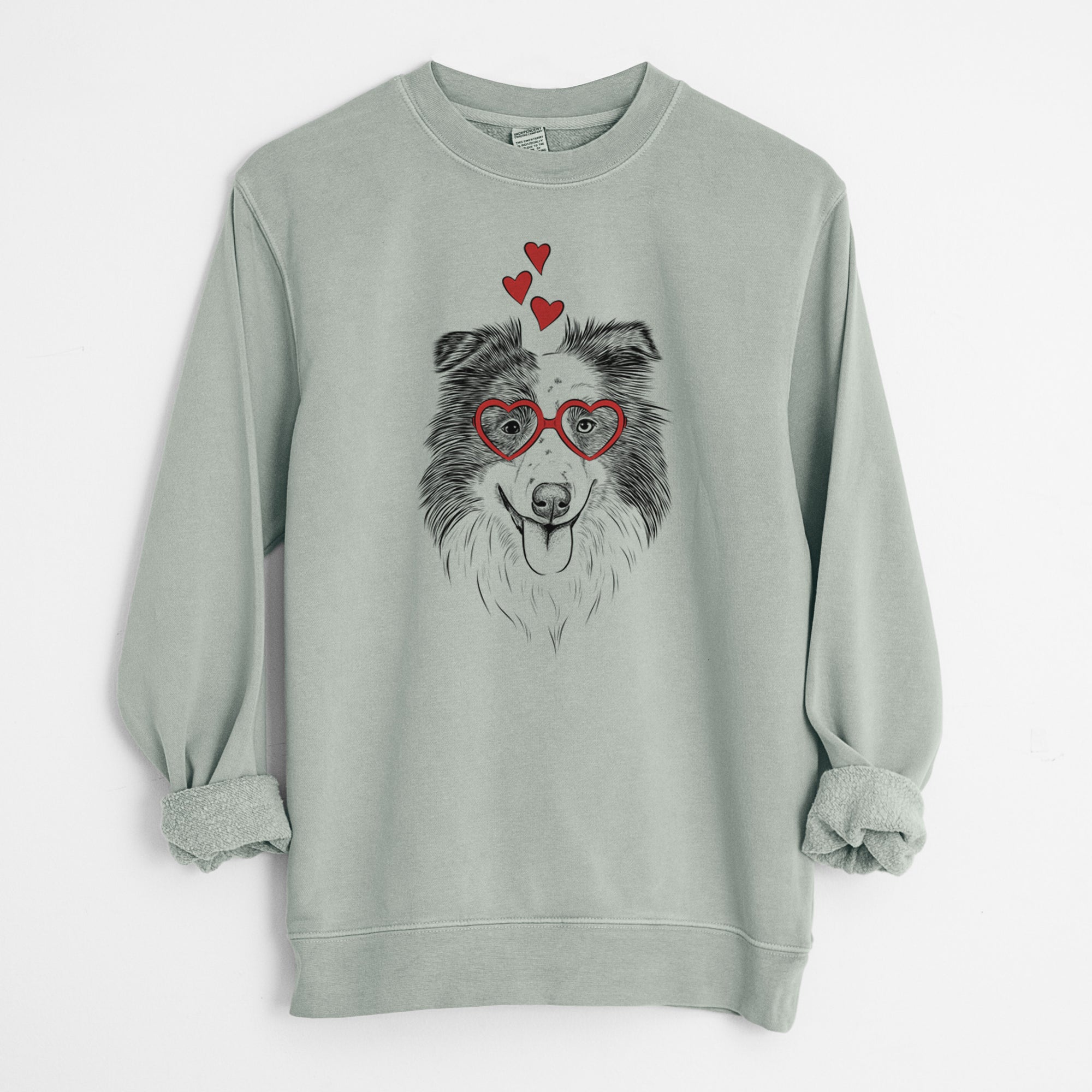 Valentine Lady Bug the Border Collie - Unisex Pigment Dyed Crew Sweatshirt