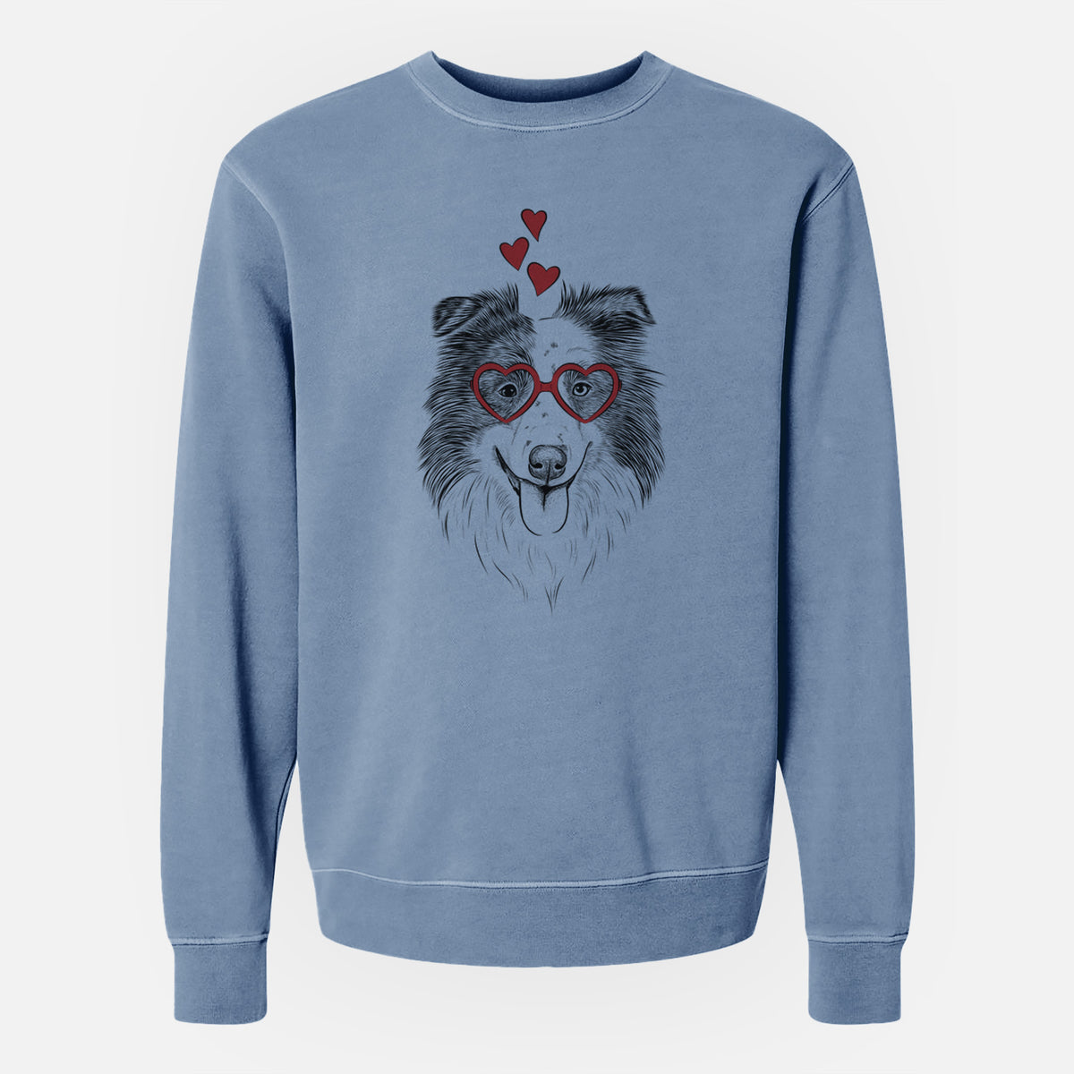 Valentine Lady Bug the Border Collie - Unisex Pigment Dyed Crew Sweatshirt
