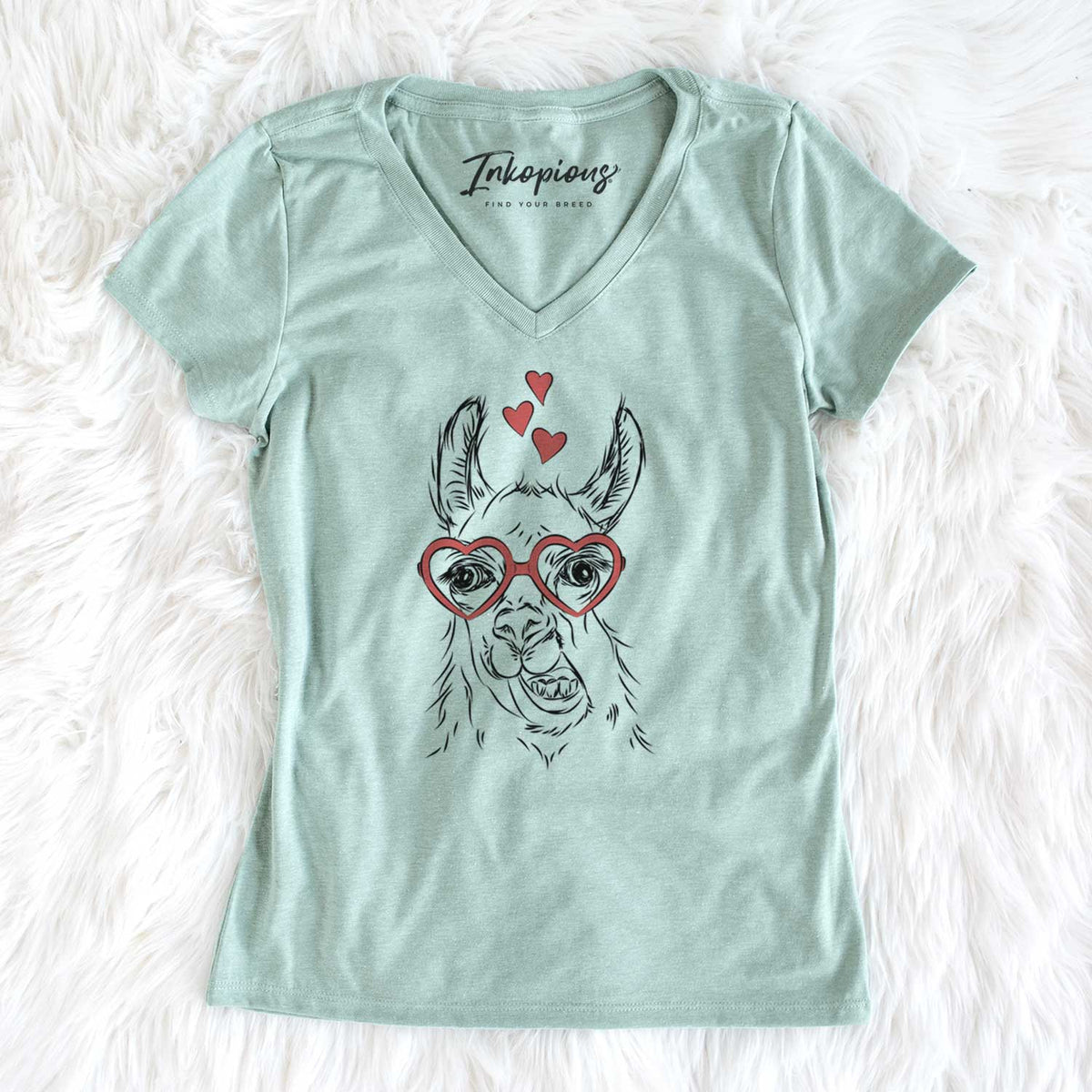 Valentine Larry the Llama - Women's V-neck Shirt