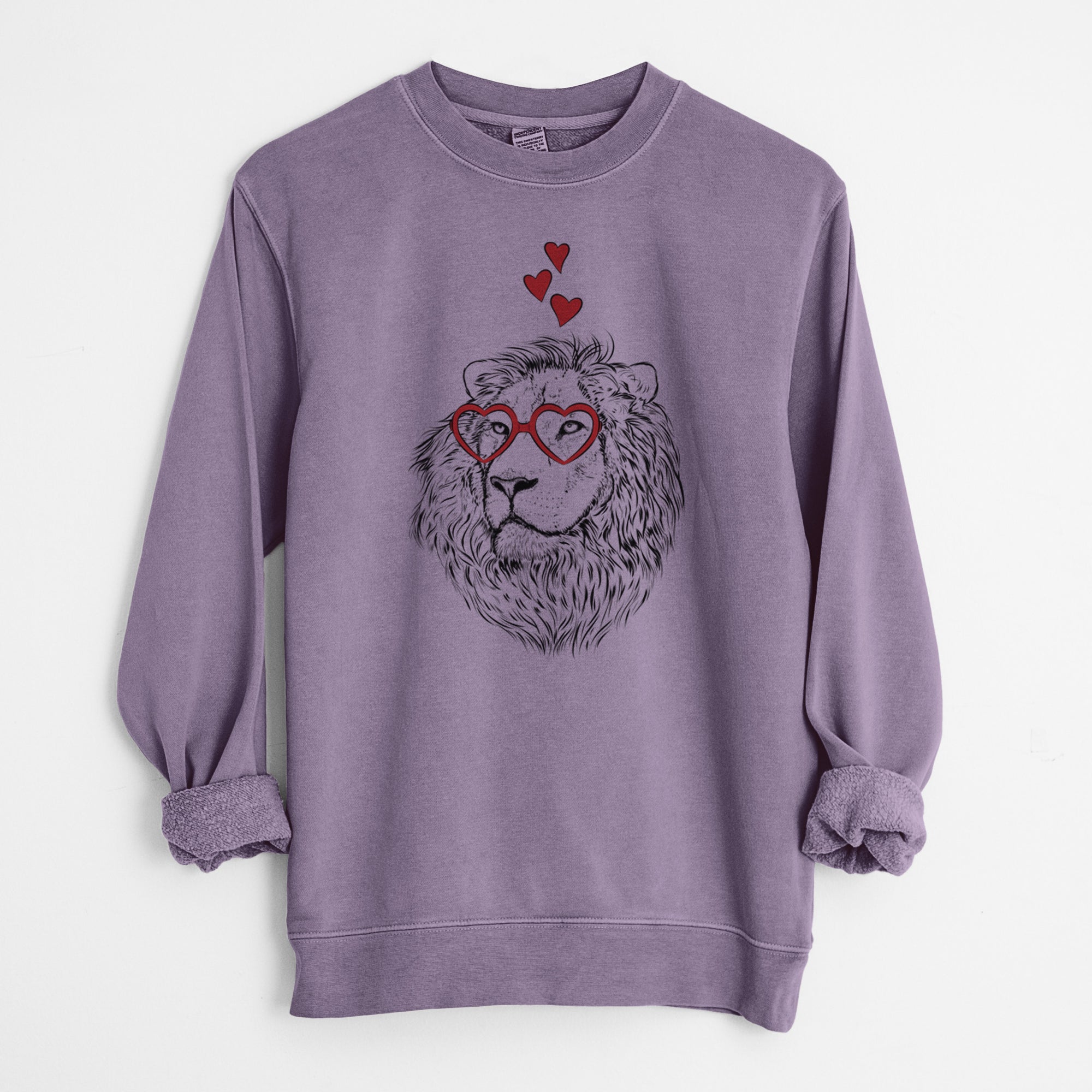 Valentine Lenny the Lion - Unisex Pigment Dyed Crew Sweatshirt