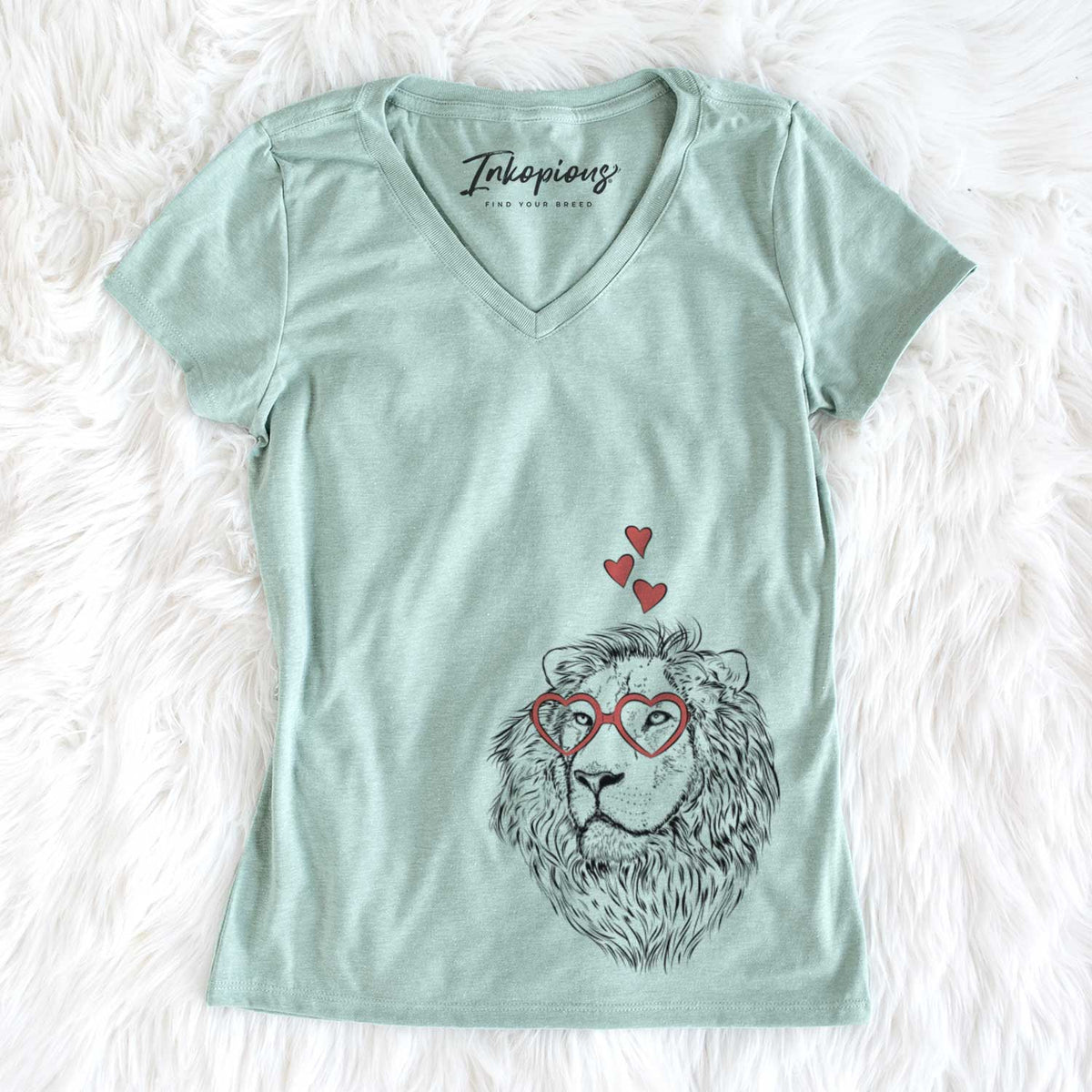 Valentine Lenny the Lion - Women&#39;s V-neck Shirt