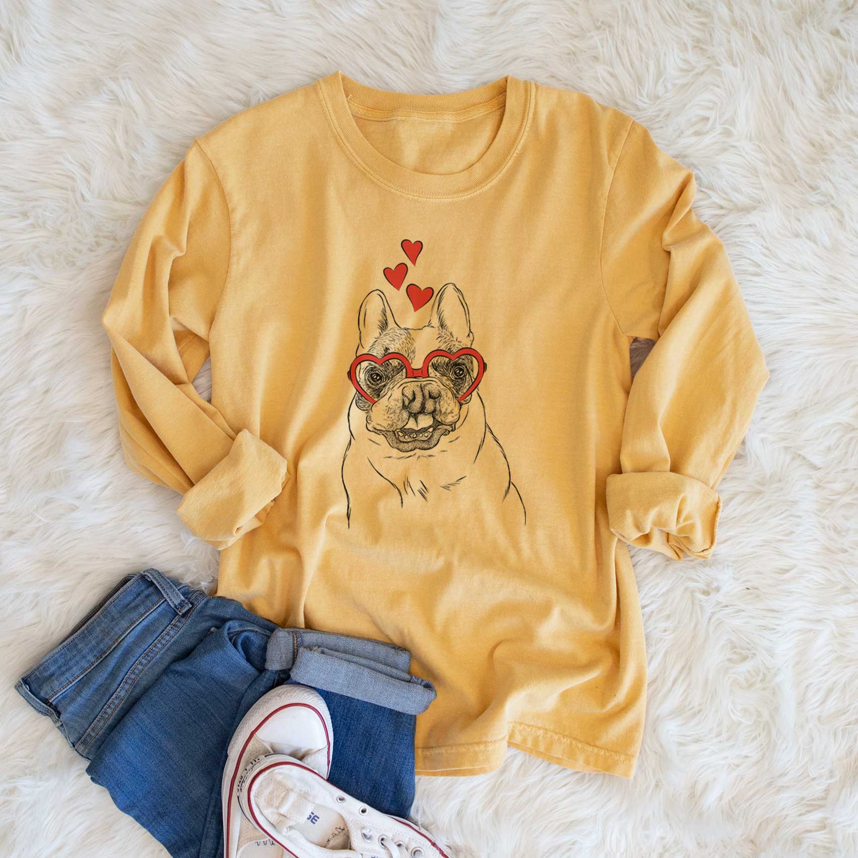 Valentine Lentil the French Bulldog - Heavyweight 100% Cotton Long Sleeve