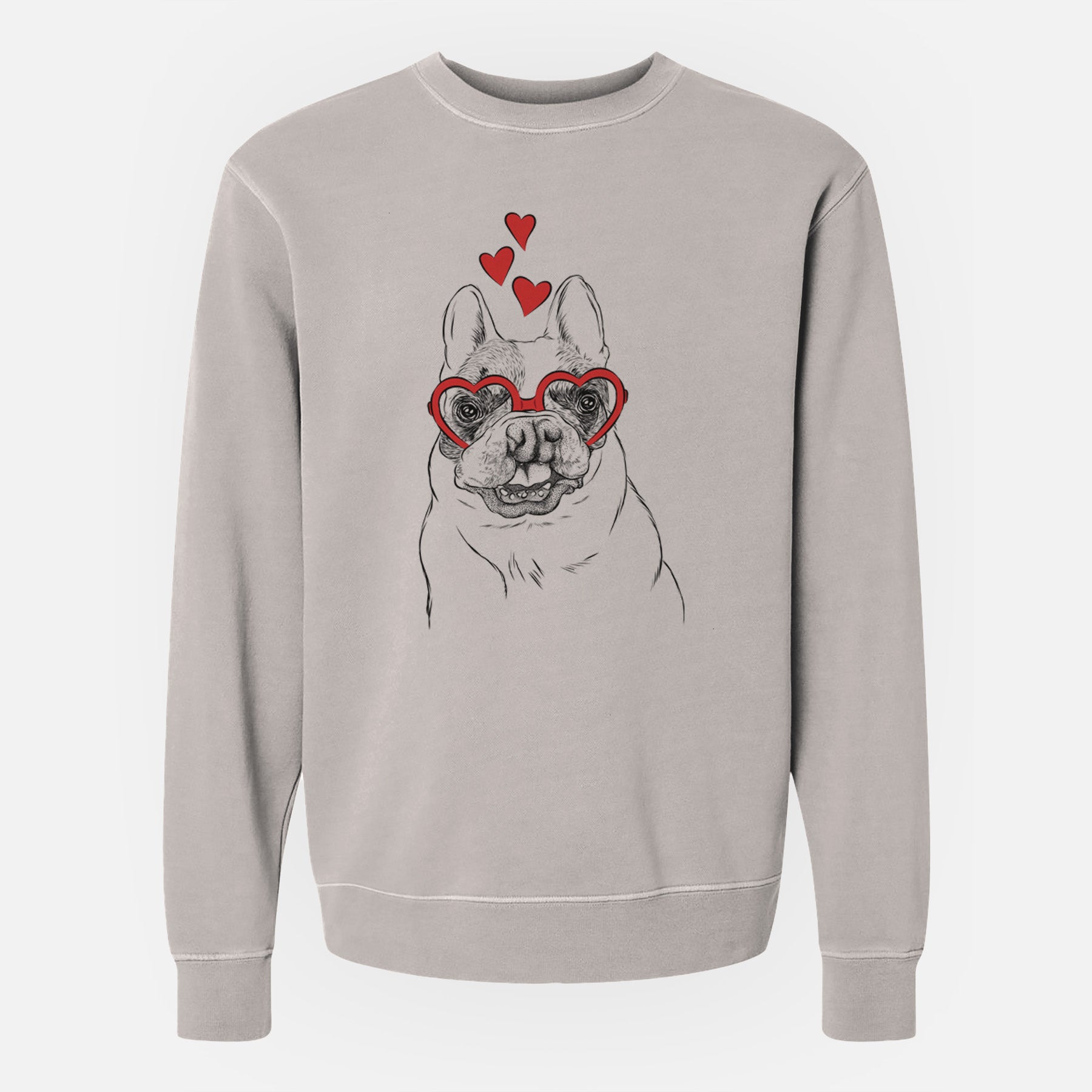 Valentine Lentil the French Bulldog - Unisex Pigment Dyed Crew Sweatshirt