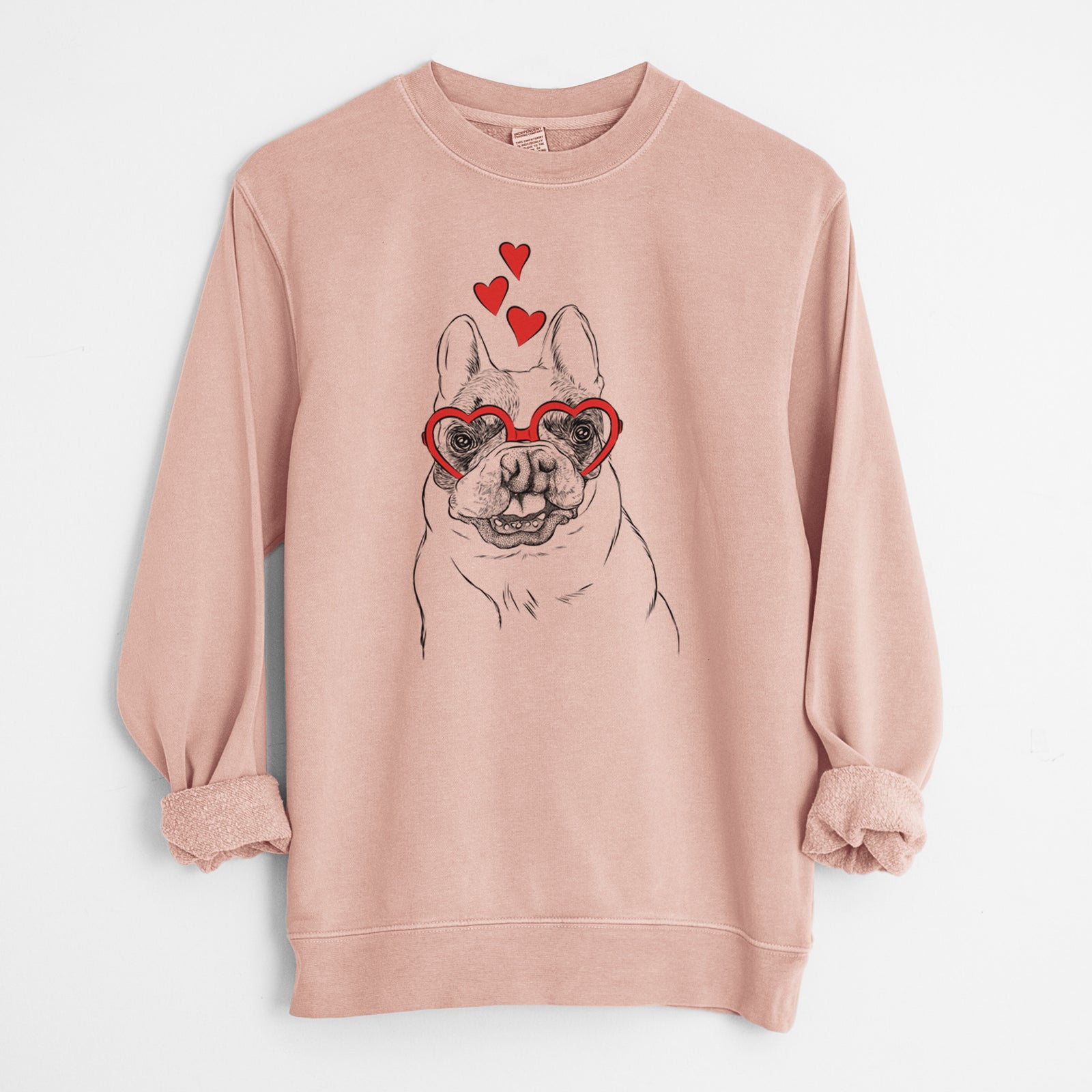 Valentine Lentil the French Bulldog - Unisex Pigment Dyed Crew Sweatshirt