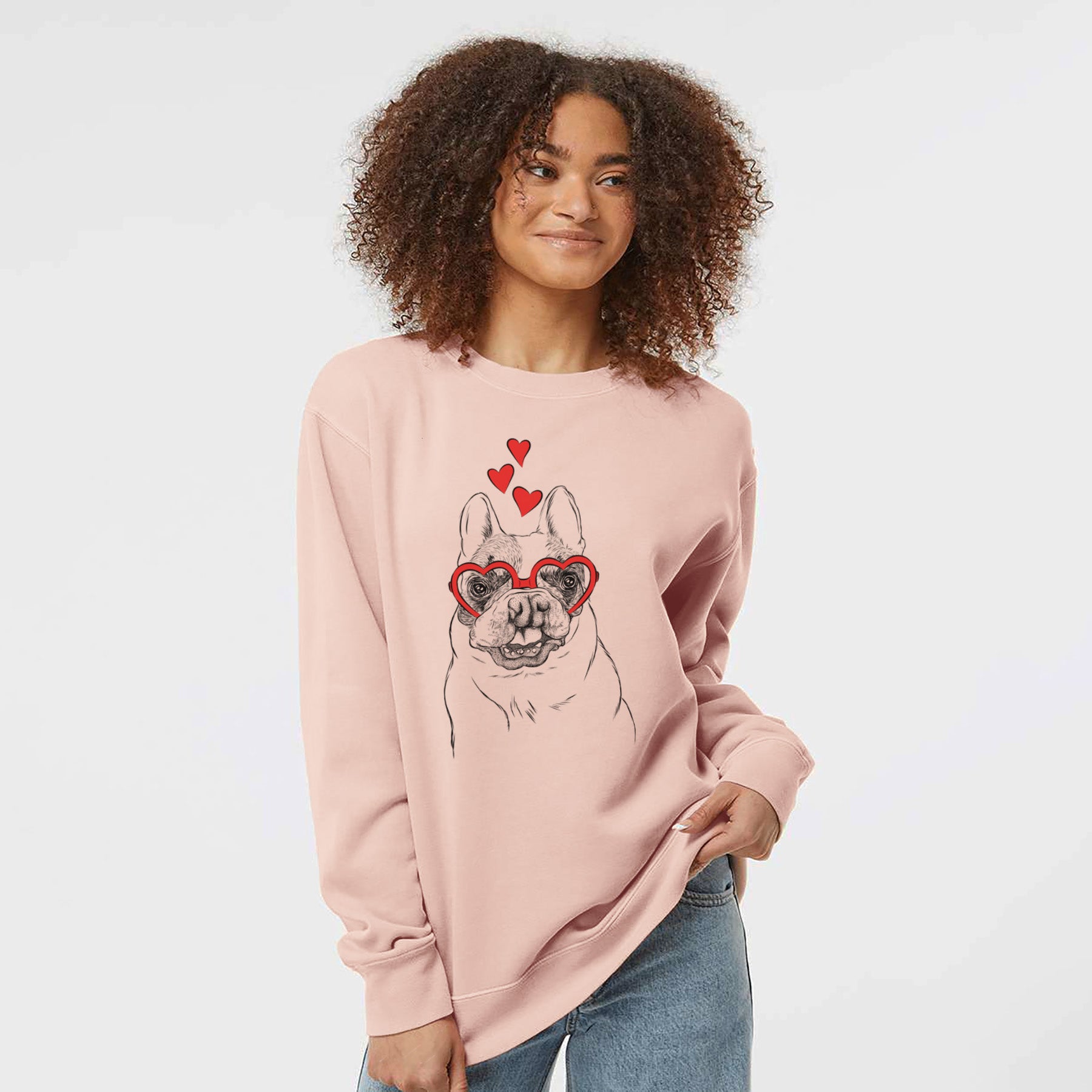 Valentine Lentil the French Bulldog - Unisex Pigment Dyed Crew Sweatshirt