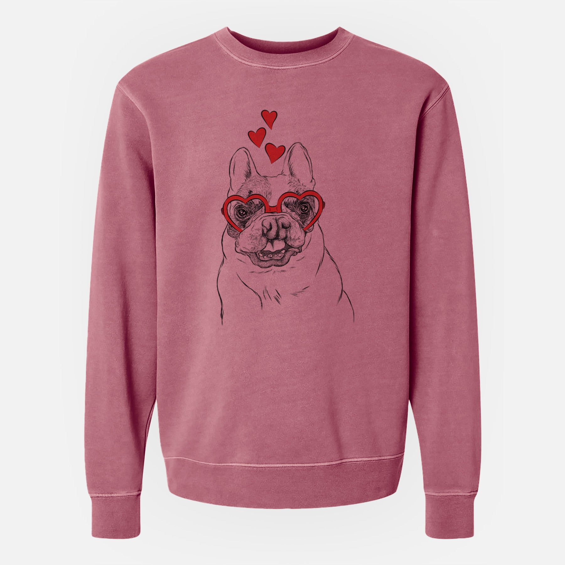 Valentine Lentil the French Bulldog - Unisex Pigment Dyed Crew Sweatshirt