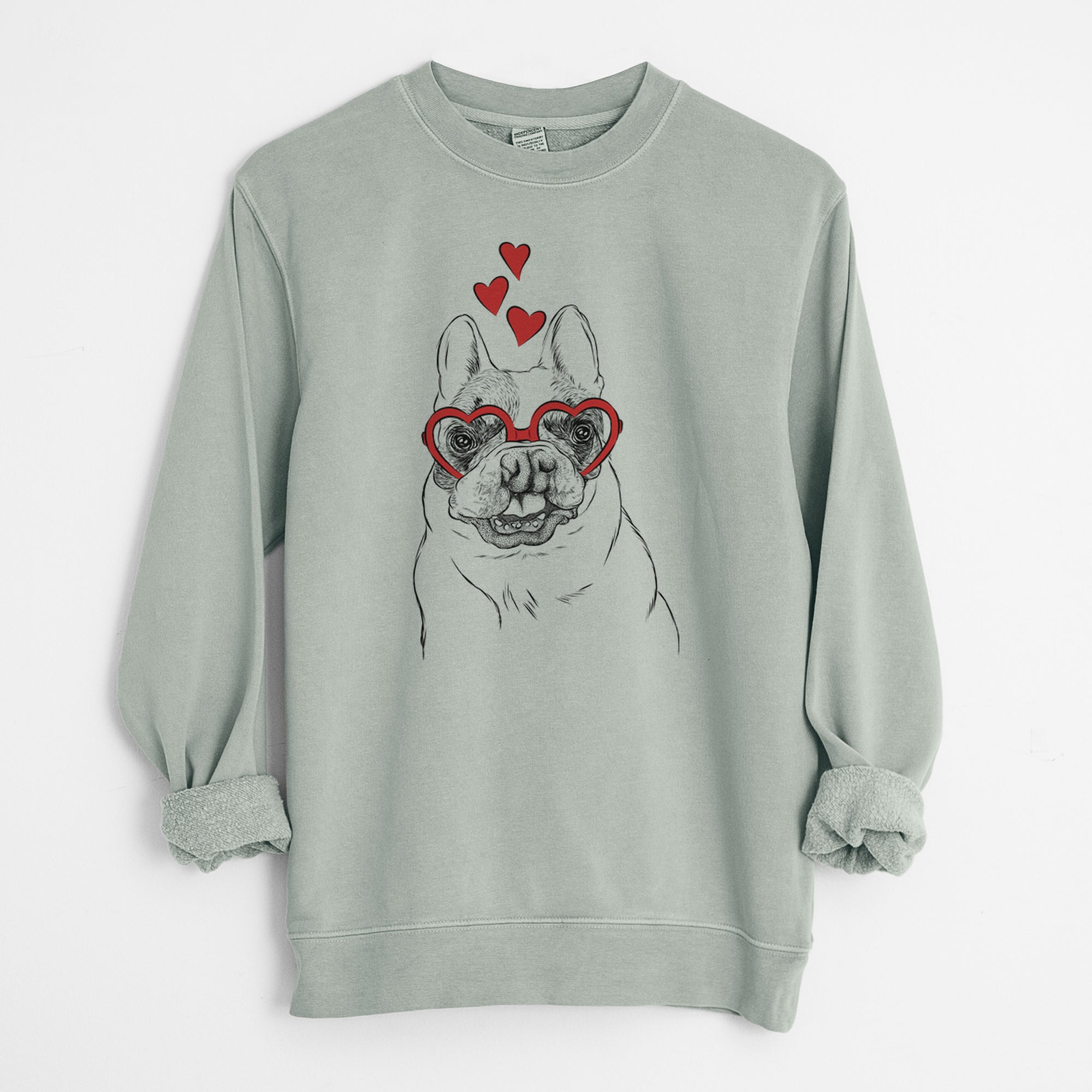 Valentine Lentil the French Bulldog - Unisex Pigment Dyed Crew Sweatshirt