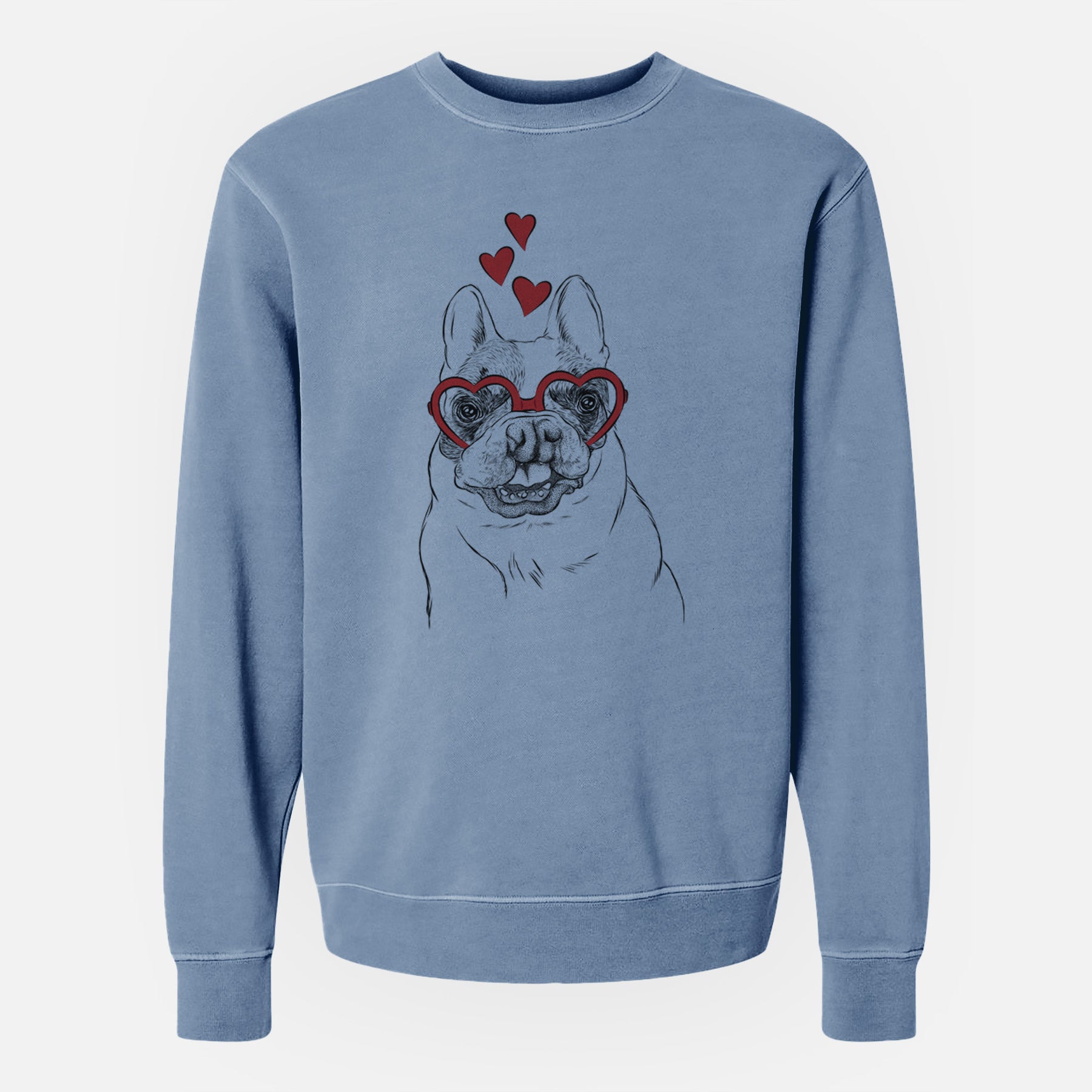 Valentine Lentil the French Bulldog - Unisex Pigment Dyed Crew Sweatshirt