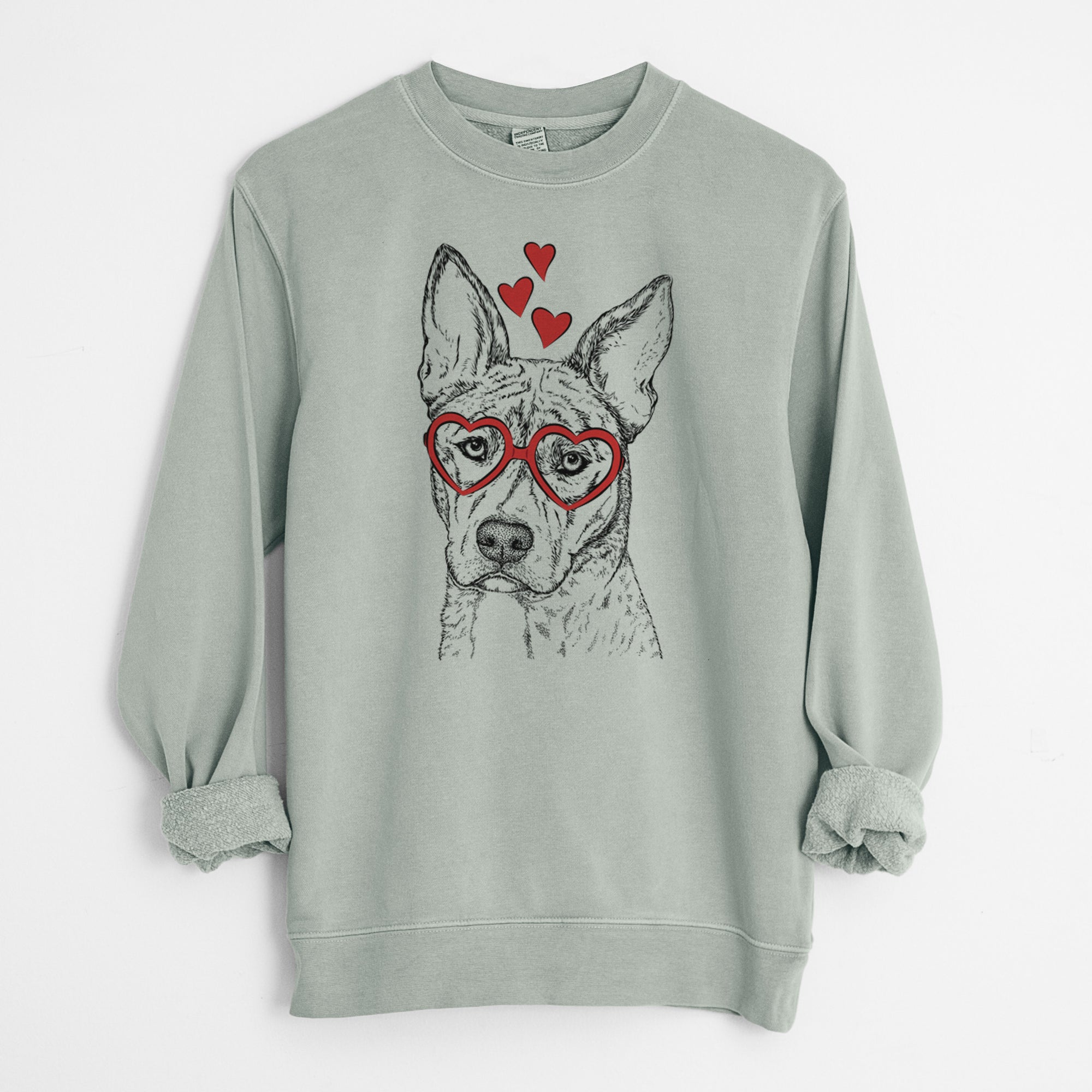 Valentine Leo the Ibizan Hound Bull Mastiff Mix - Unisex Pigment Dyed Crew Sweatshirt