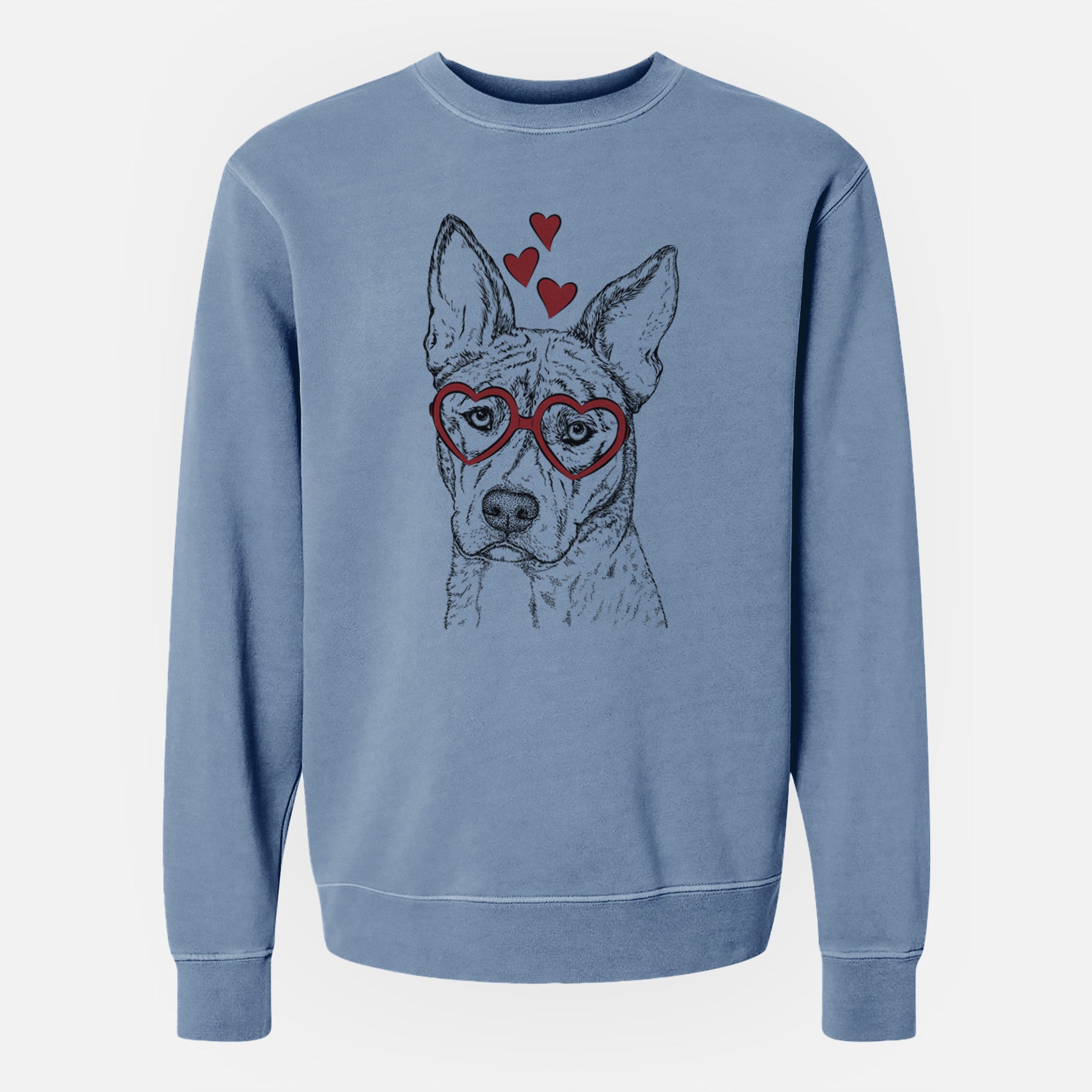 Valentine Leo the Ibizan Hound Bull Mastiff Mix - Unisex Pigment Dyed Crew Sweatshirt