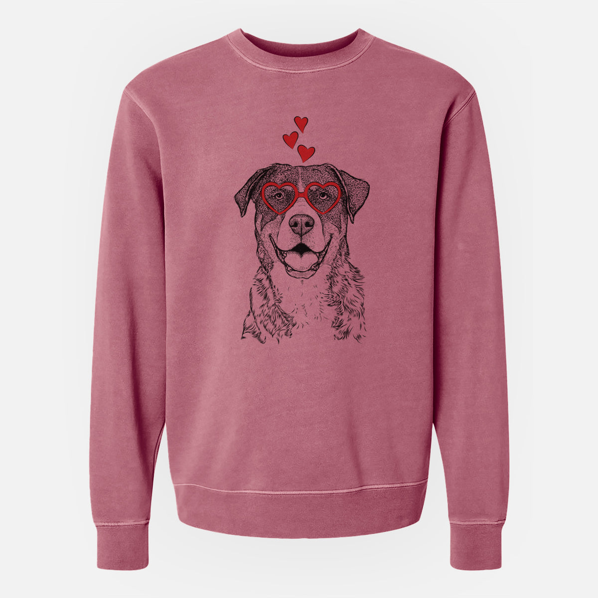 Valentine Leon the Greater Swiss Mountain Dog - Unisex Pigment Dyed Crew Sweatshirt