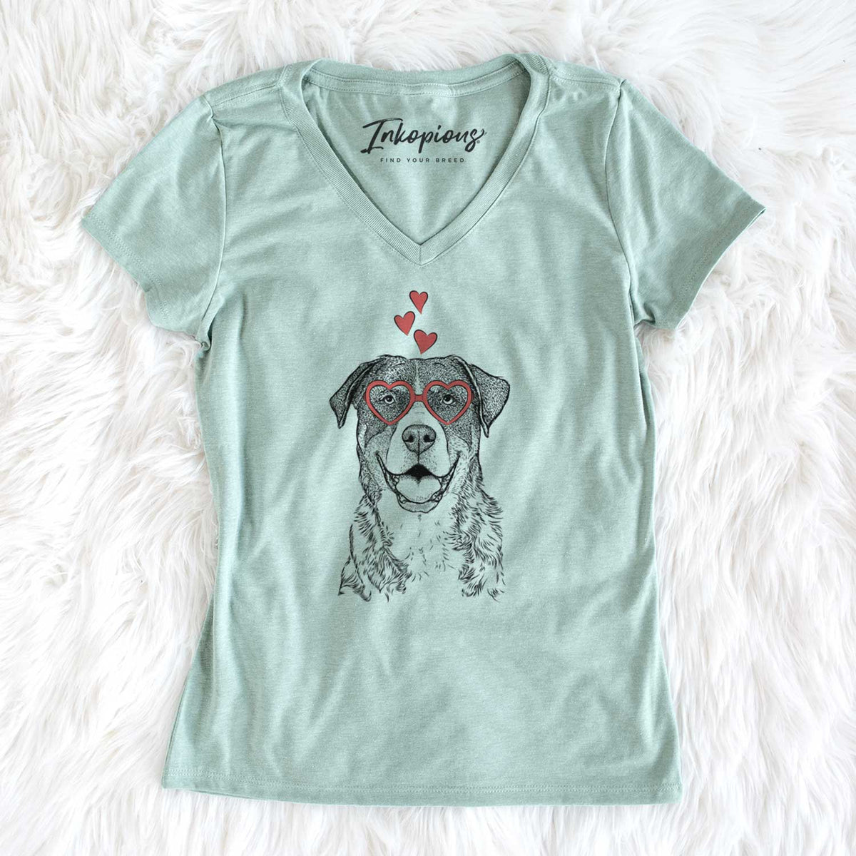 Valentine Leon the Greater Swiss Mountain Dog - Women's V-neck Shirt