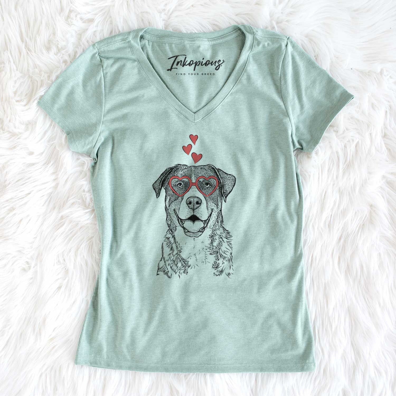 Valentine Leon the Greater Swiss Mountain Dog - Women's V-neck Shirt