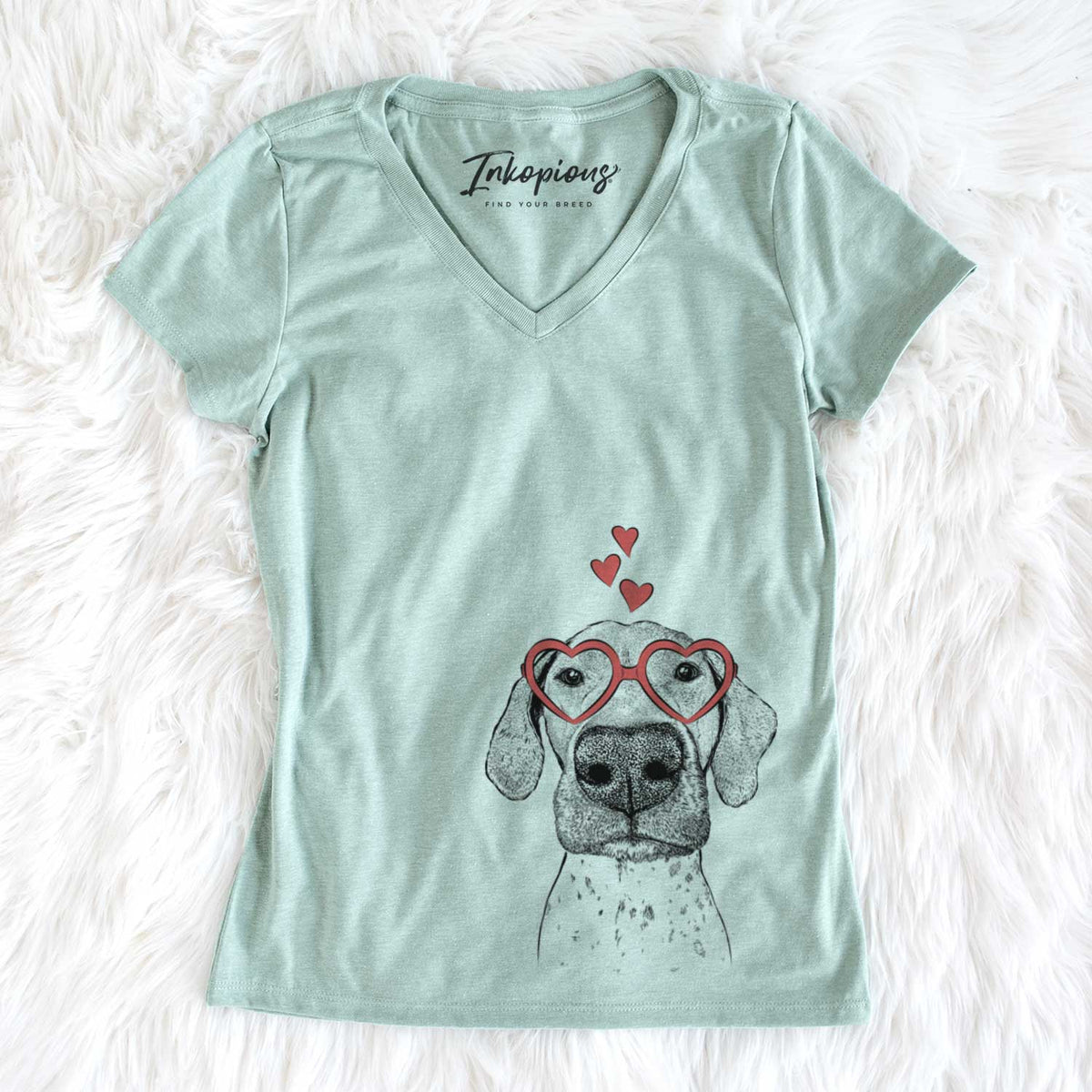 Valentine Leroy the German Shorthaired Pointer - Women&#39;s V-neck Shirt