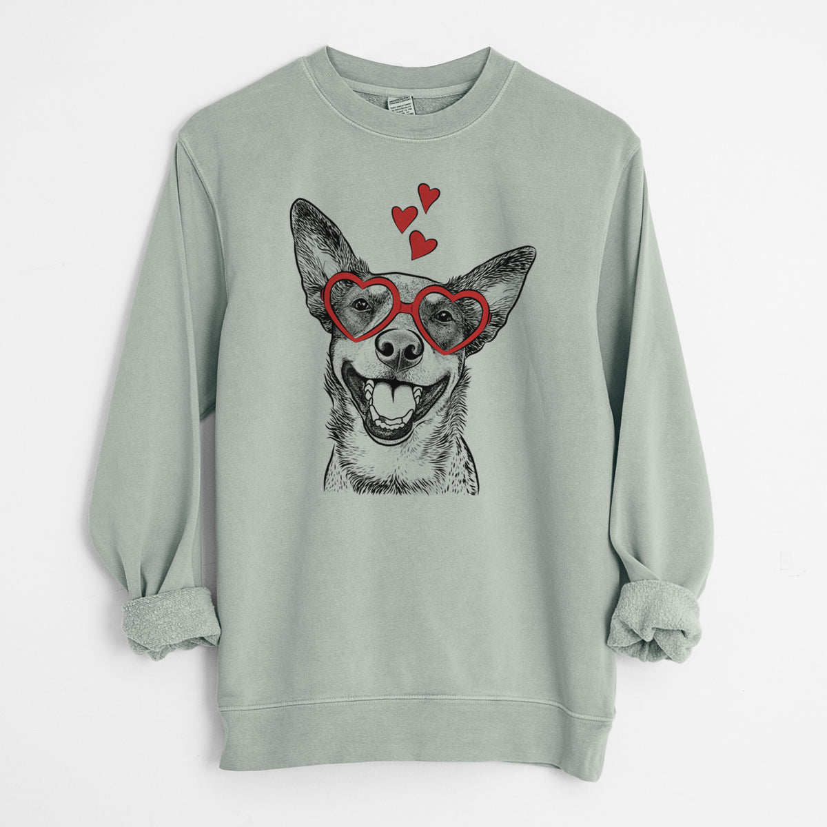 Valentine Lily the Australian Cattle Dog - Unisex Pigment Dyed Crew Sweatshirt
