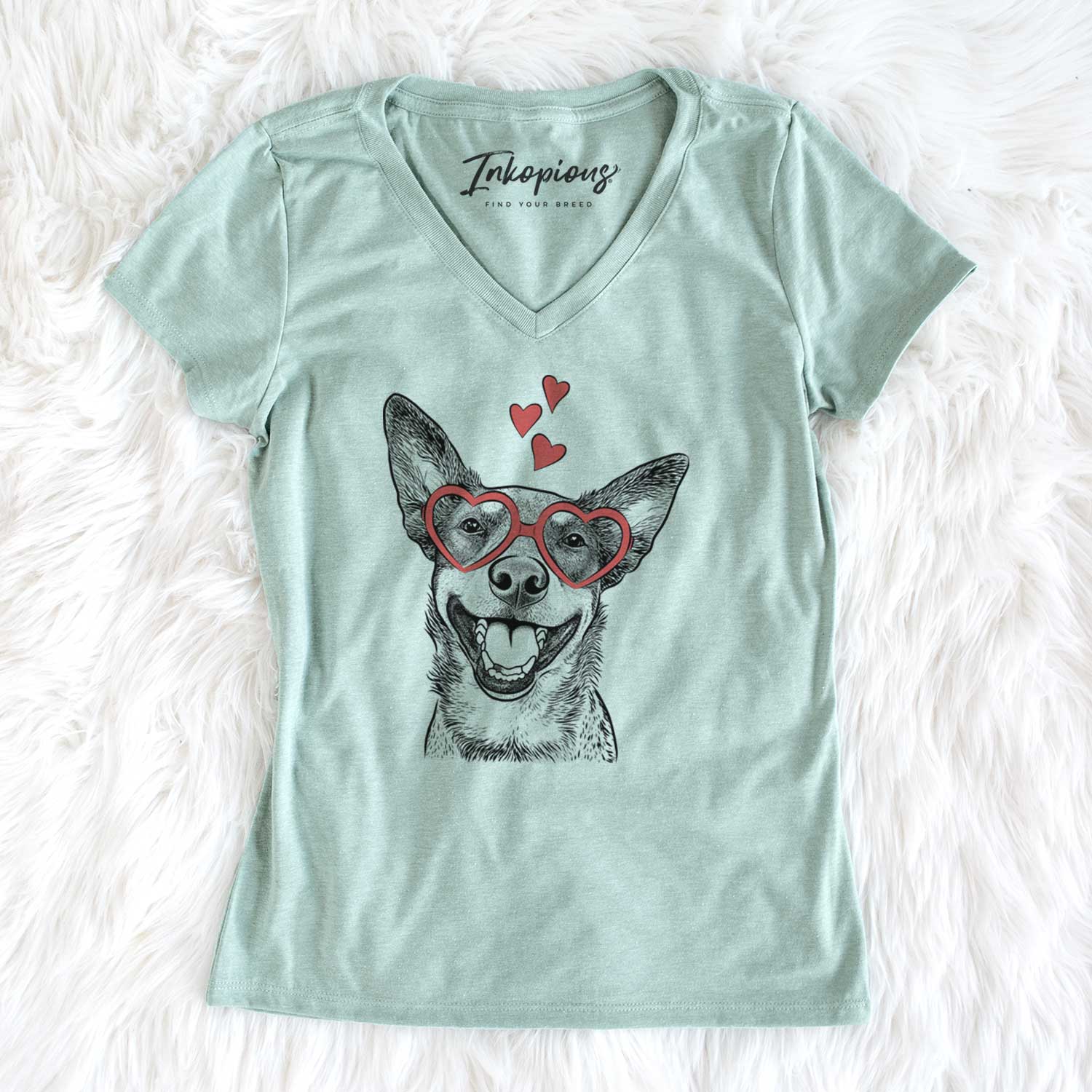 Valentine Lily the Australian Cattle Dog - Women's V-neck Shirt