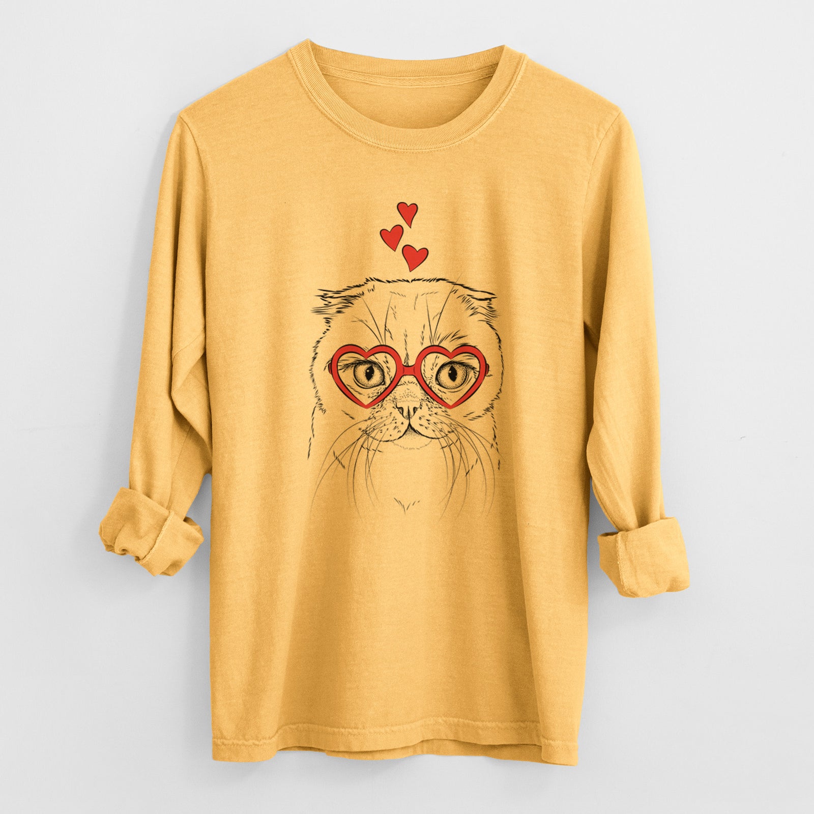 Valentine Lina the Exotic Fold Cat - Heavyweight 100% Cotton Long Sleeve