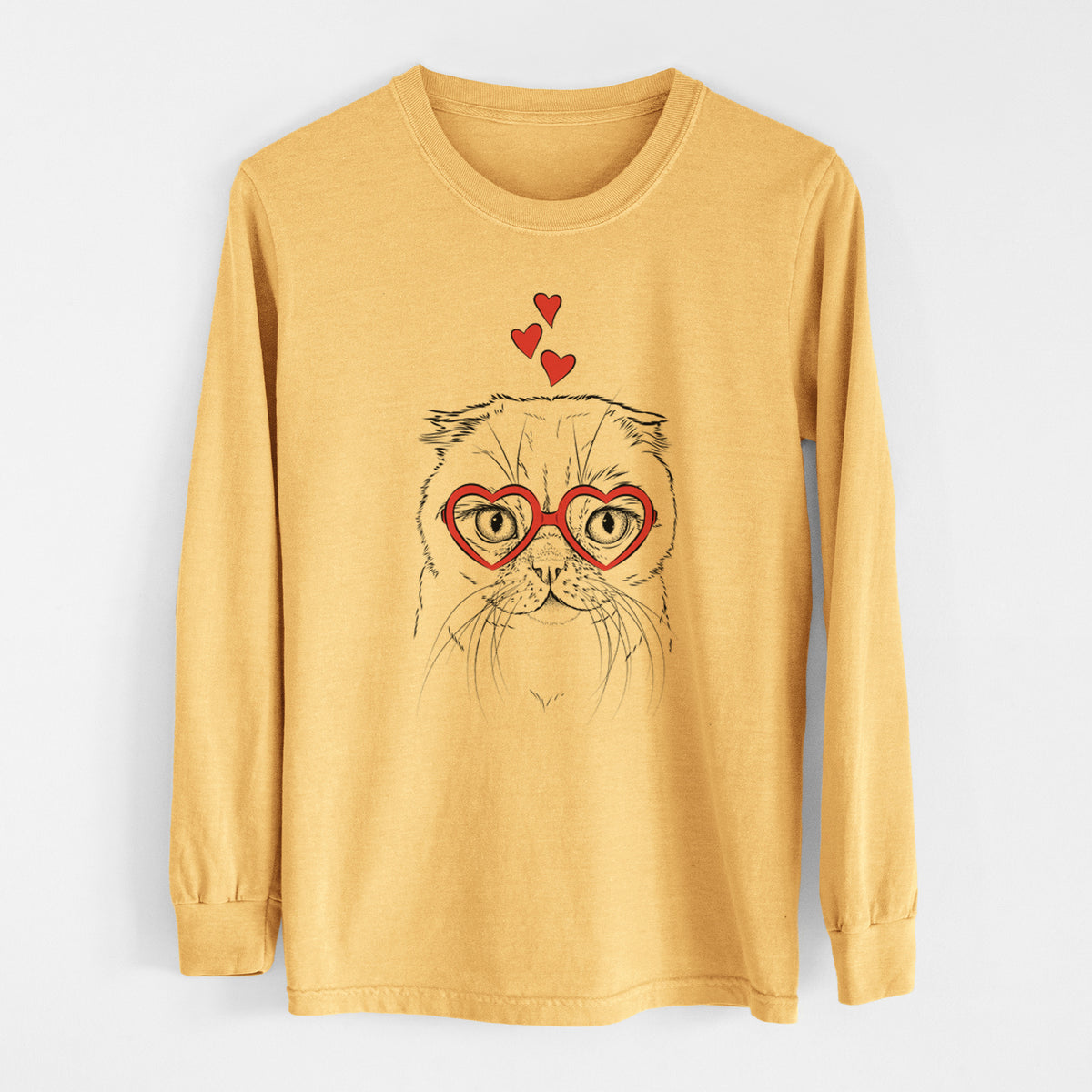 Valentine Lina the Exotic Fold Cat - Heavyweight 100% Cotton Long Sleeve