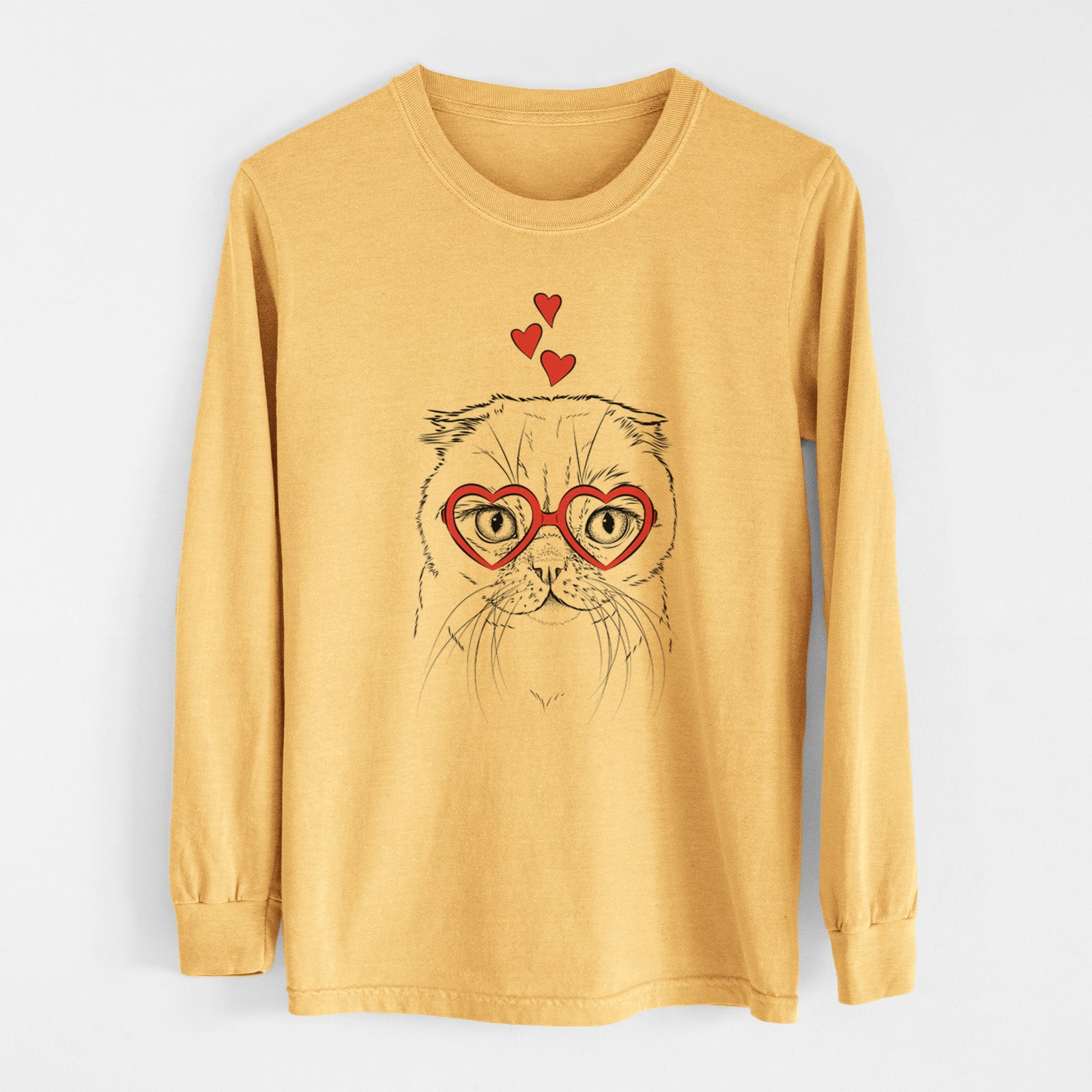 Valentine Lina the Exotic Fold Cat - Heavyweight 100% Cotton Long Sleeve