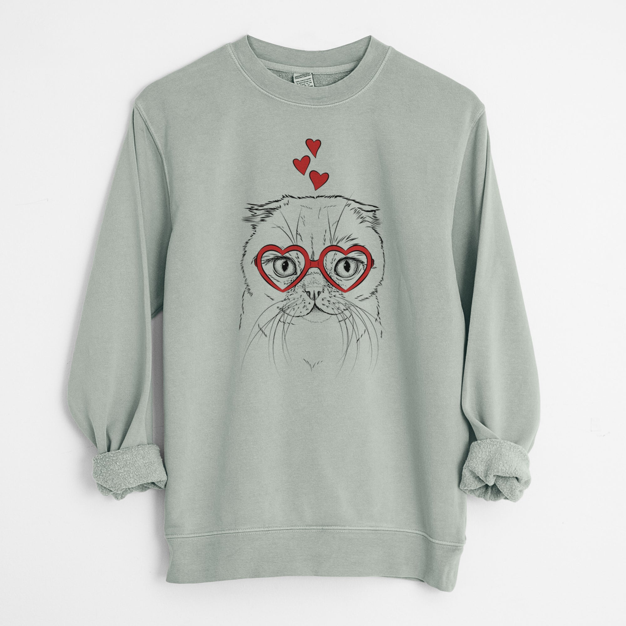Valentine Lina the Exotic Fold Cat - Unisex Pigment Dyed Crew Sweatshirt