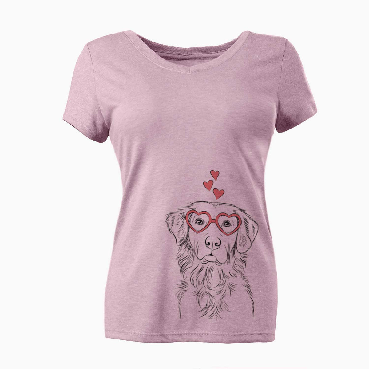 Valentine Linden the Golden Retriever - Women's V-neck Shirt