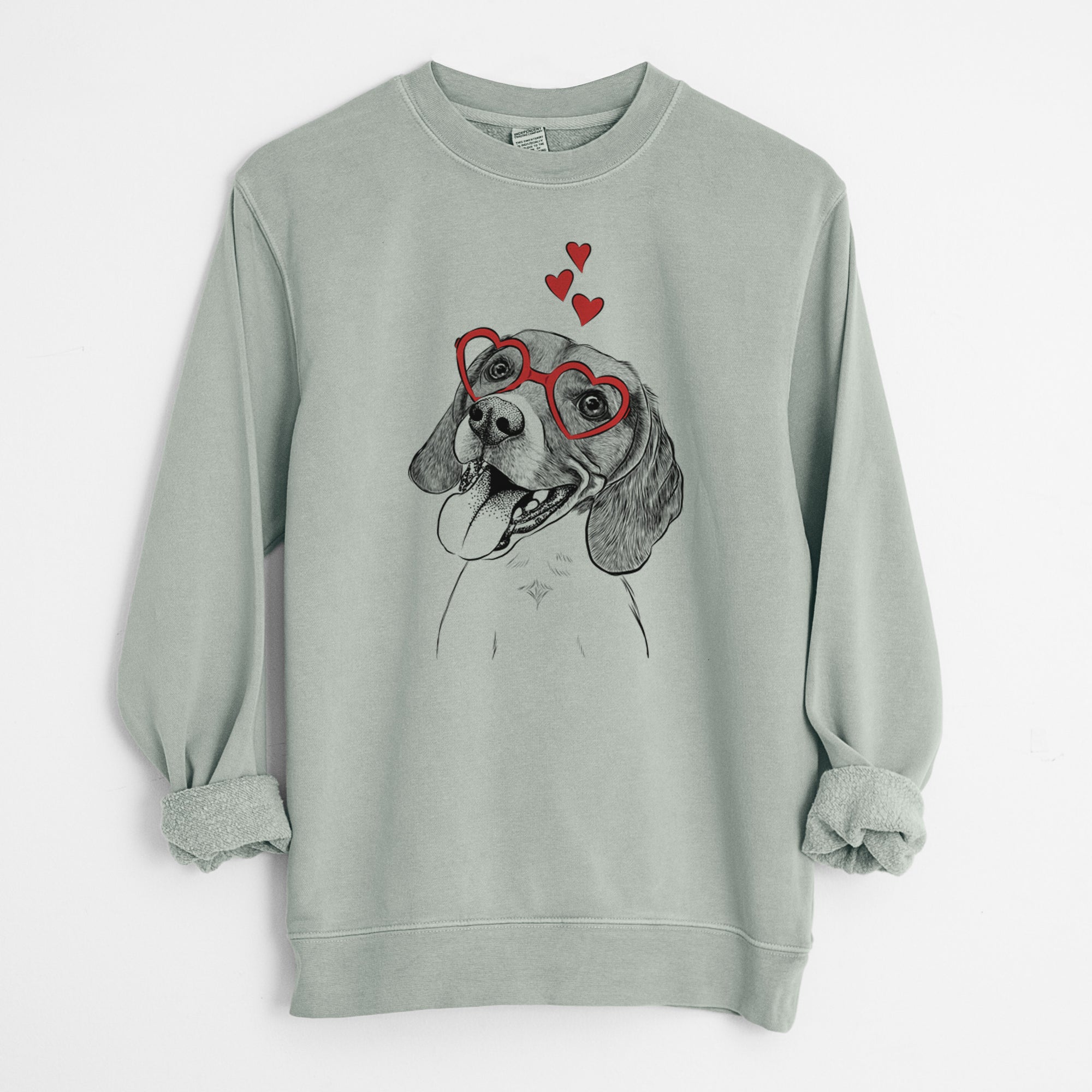 Valentine Little Bandit the Beagle - Unisex Pigment Dyed Crew Sweatshirt