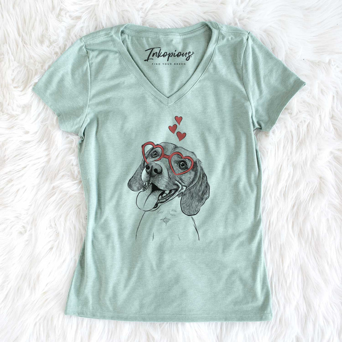 Valentine Little Bandit the Beagle - Women's V-neck Shirt