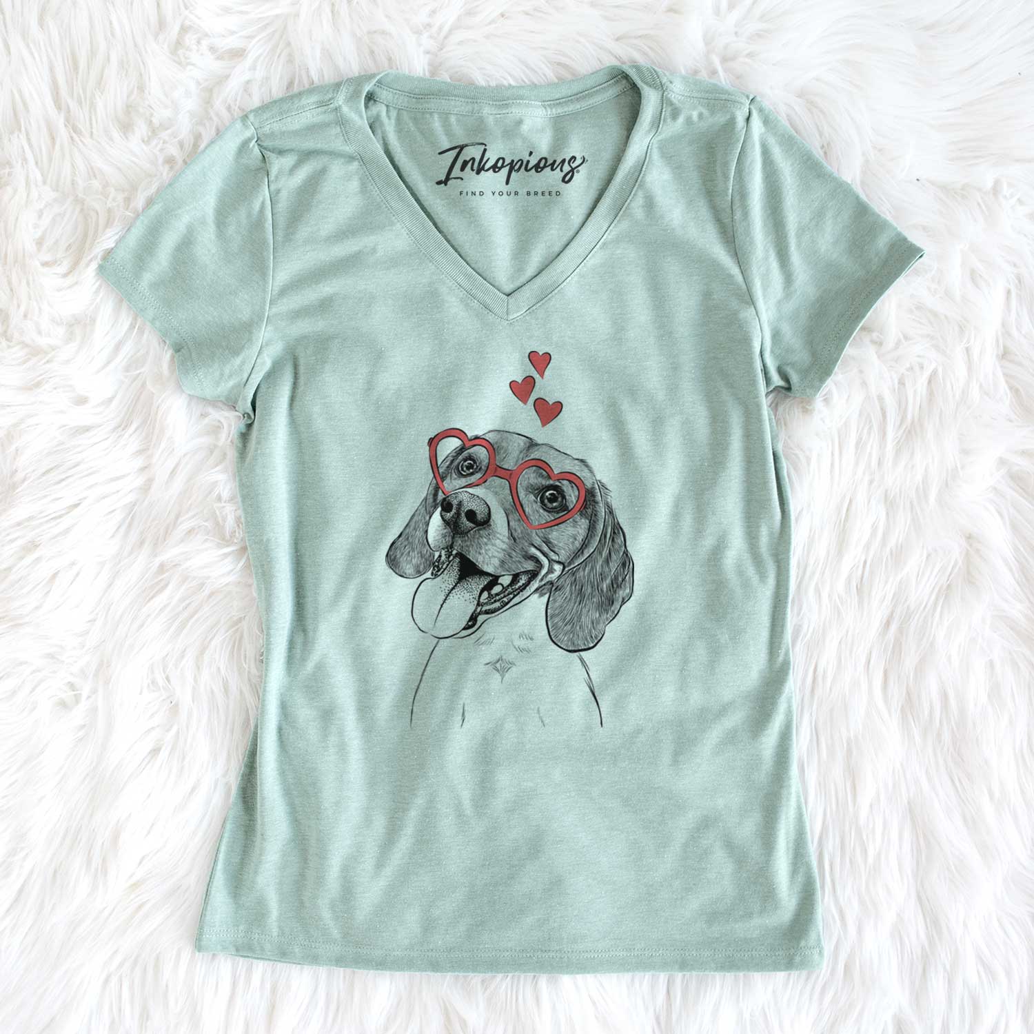 Valentine Little Bandit the Beagle - Women's V-neck Shirt