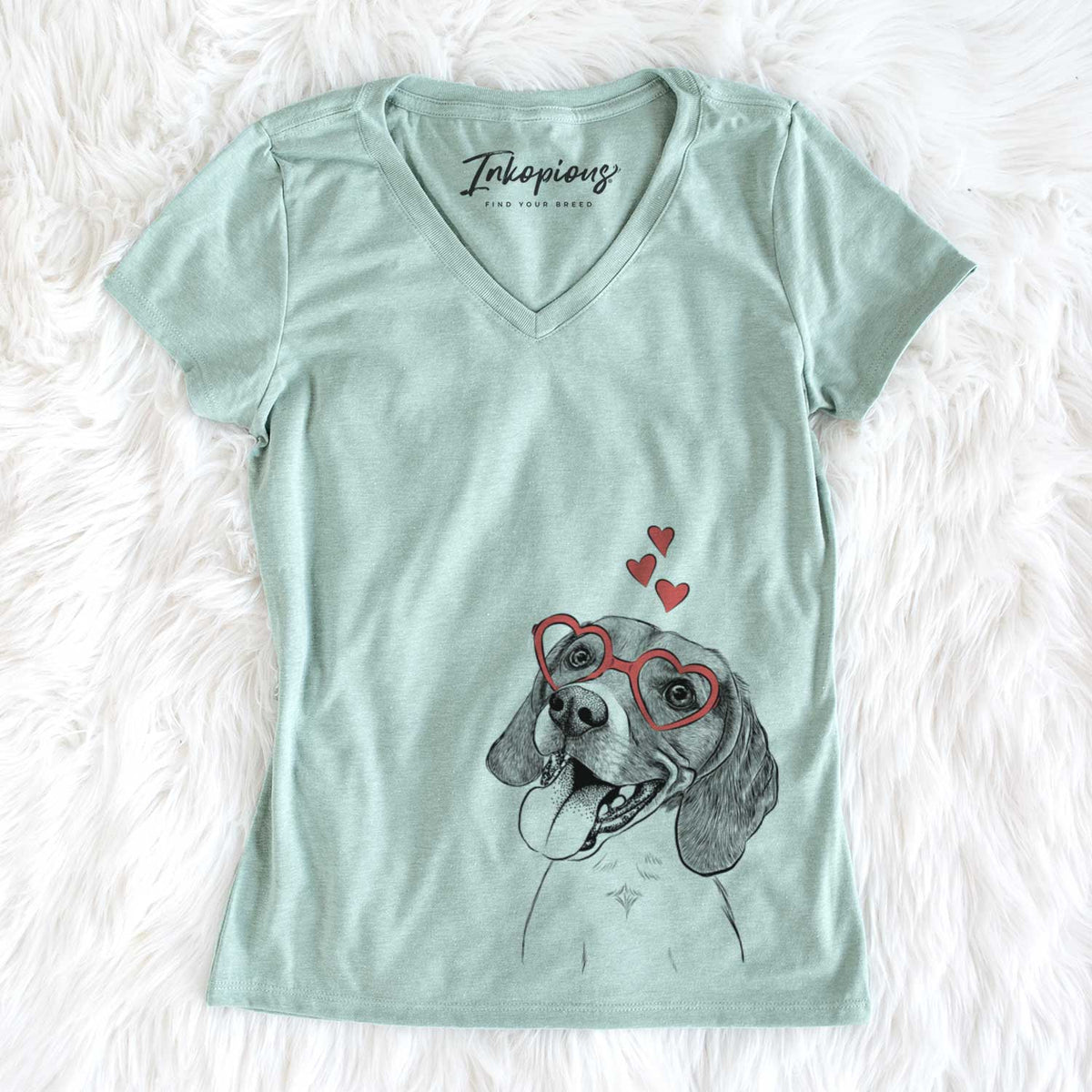 Valentine Little Bandit the Beagle - Women&#39;s V-neck Shirt