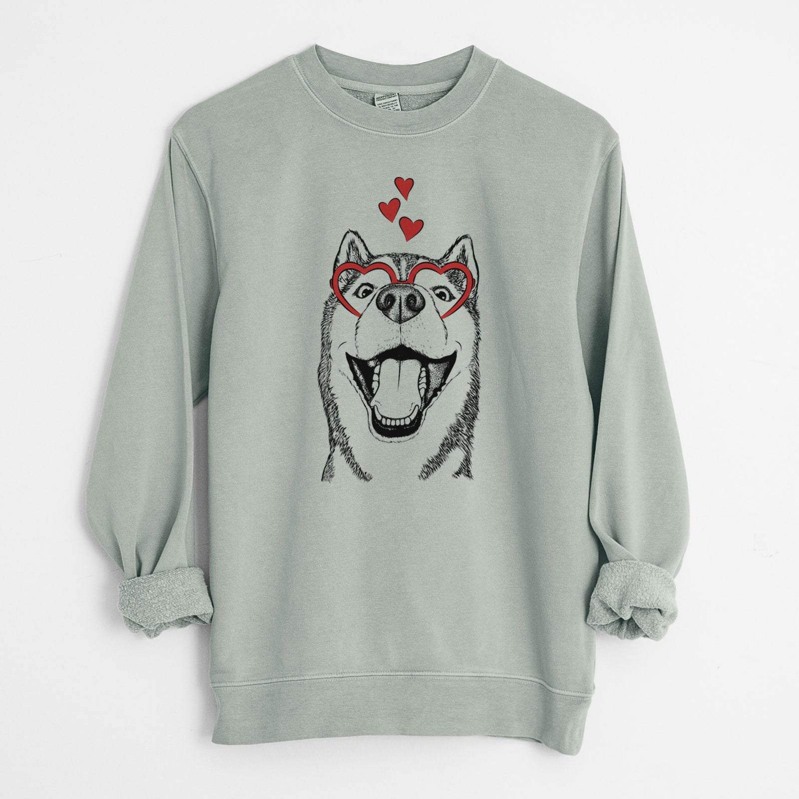 Valentine Little Country the Siberian Husky - Unisex Pigment Dyed Crew Sweatshirt