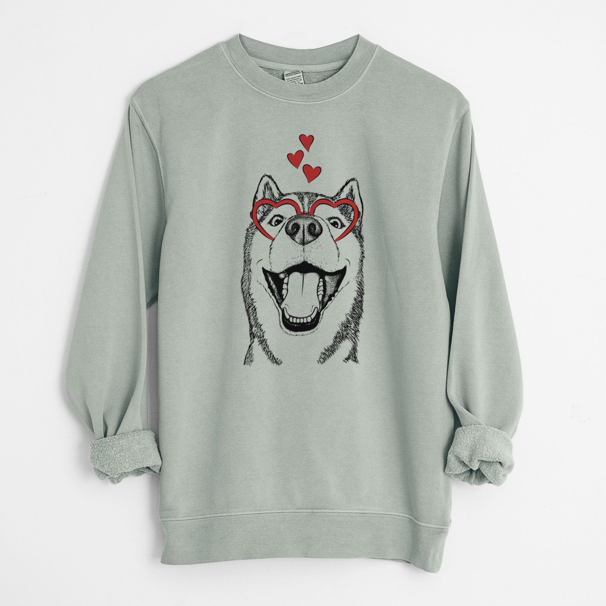 Valentine Little Country the Siberian Husky - Unisex Pigment Dyed Crew Sweatshirt