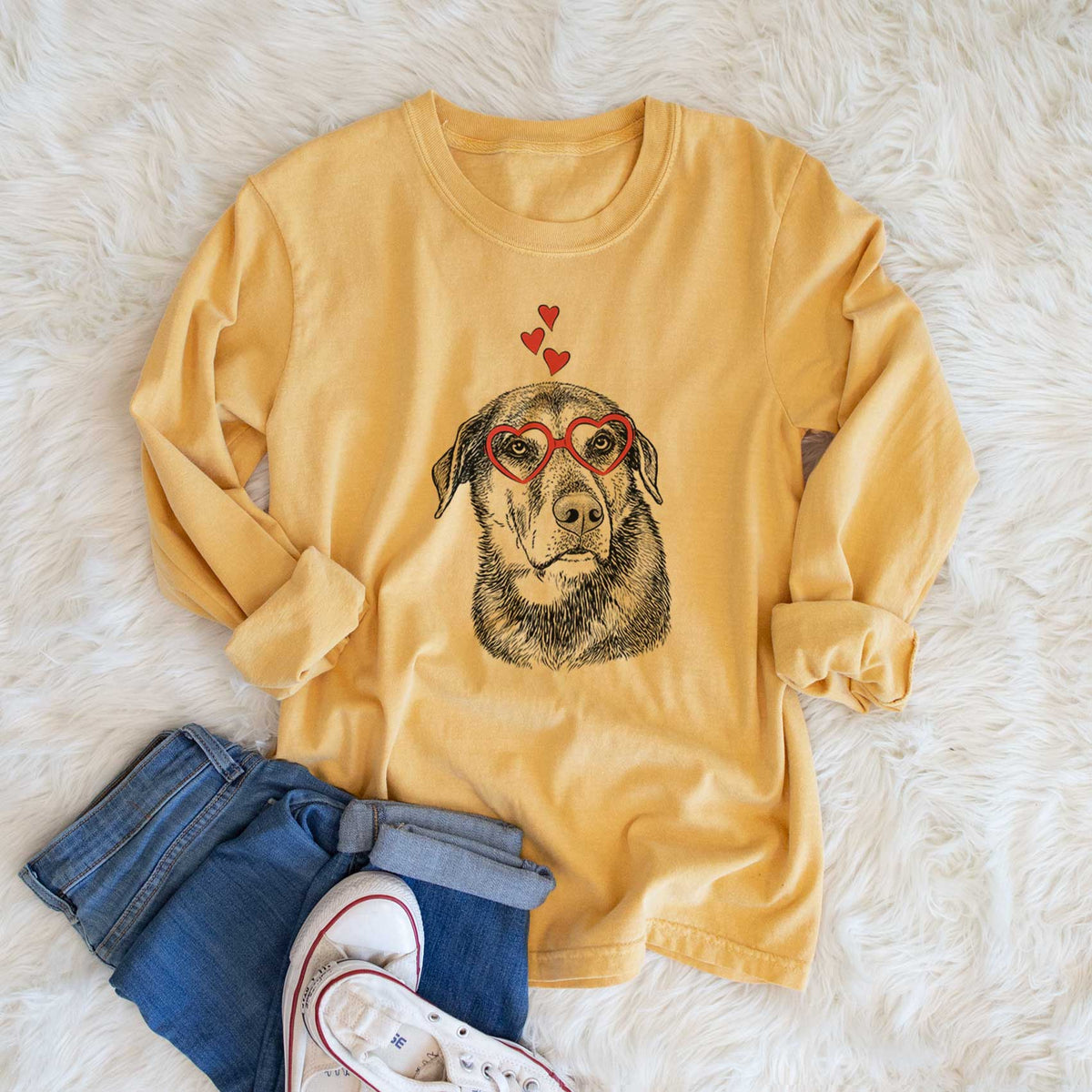 Valentine Lobo the Shepherd Mix - Heavyweight 100% Cotton Long Sleeve