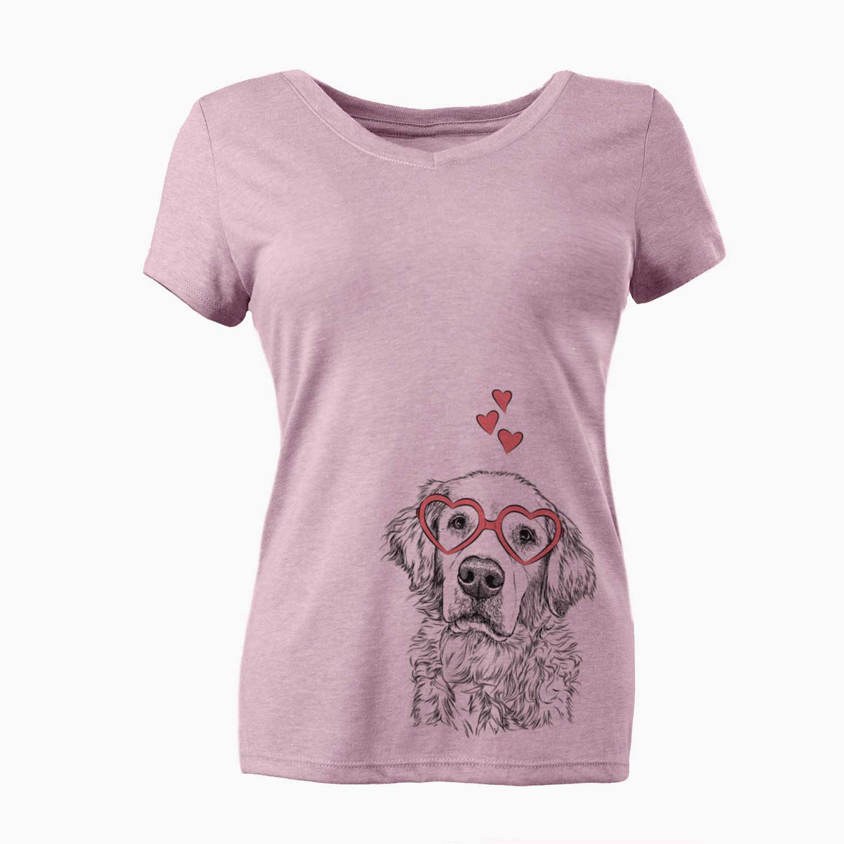 Valentine Loganator the Golden Retriever - Women's V-neck Shirt