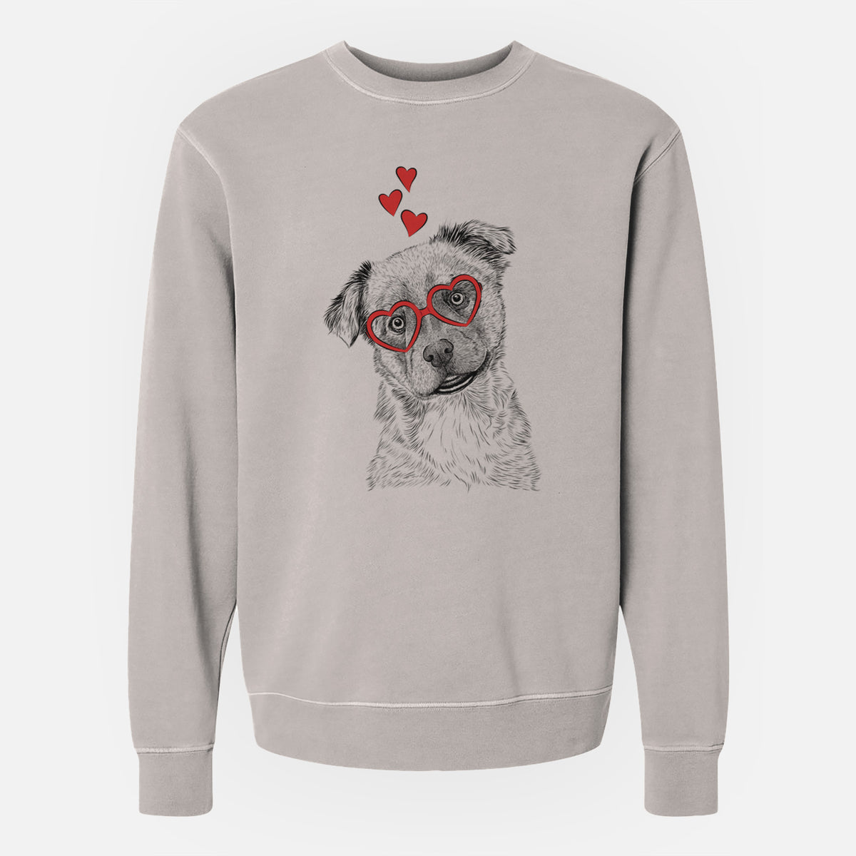 Valentine Loki Bear the Australian Cattle Dog Mix - Unisex Pigment Dyed Crew Sweatshirt