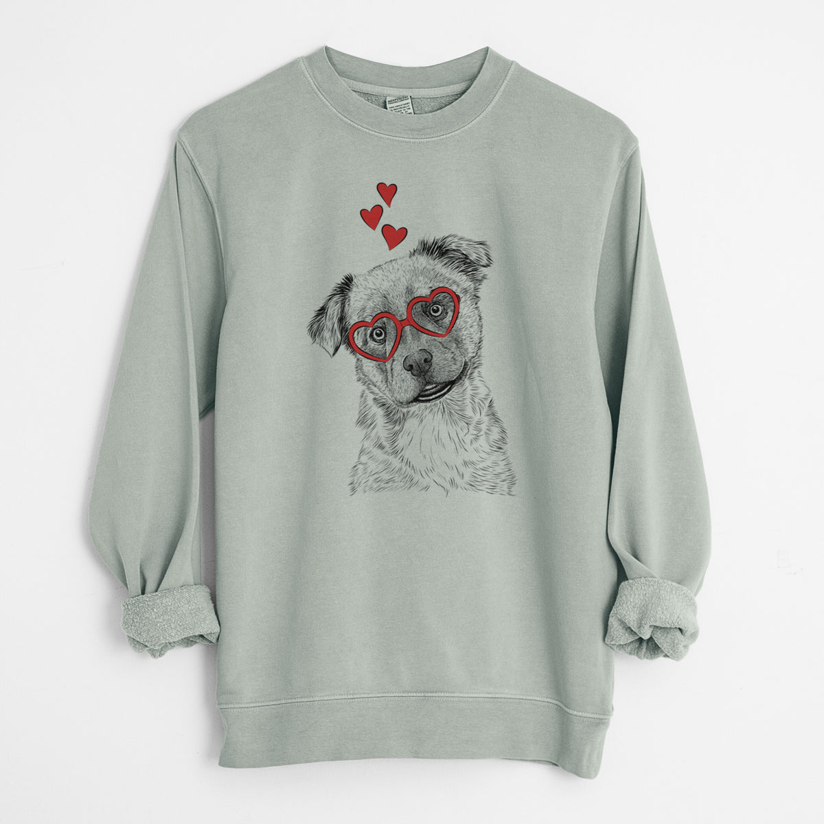 Valentine Loki Bear the Australian Cattle Dog Mix - Unisex Pigment Dyed Crew Sweatshirt