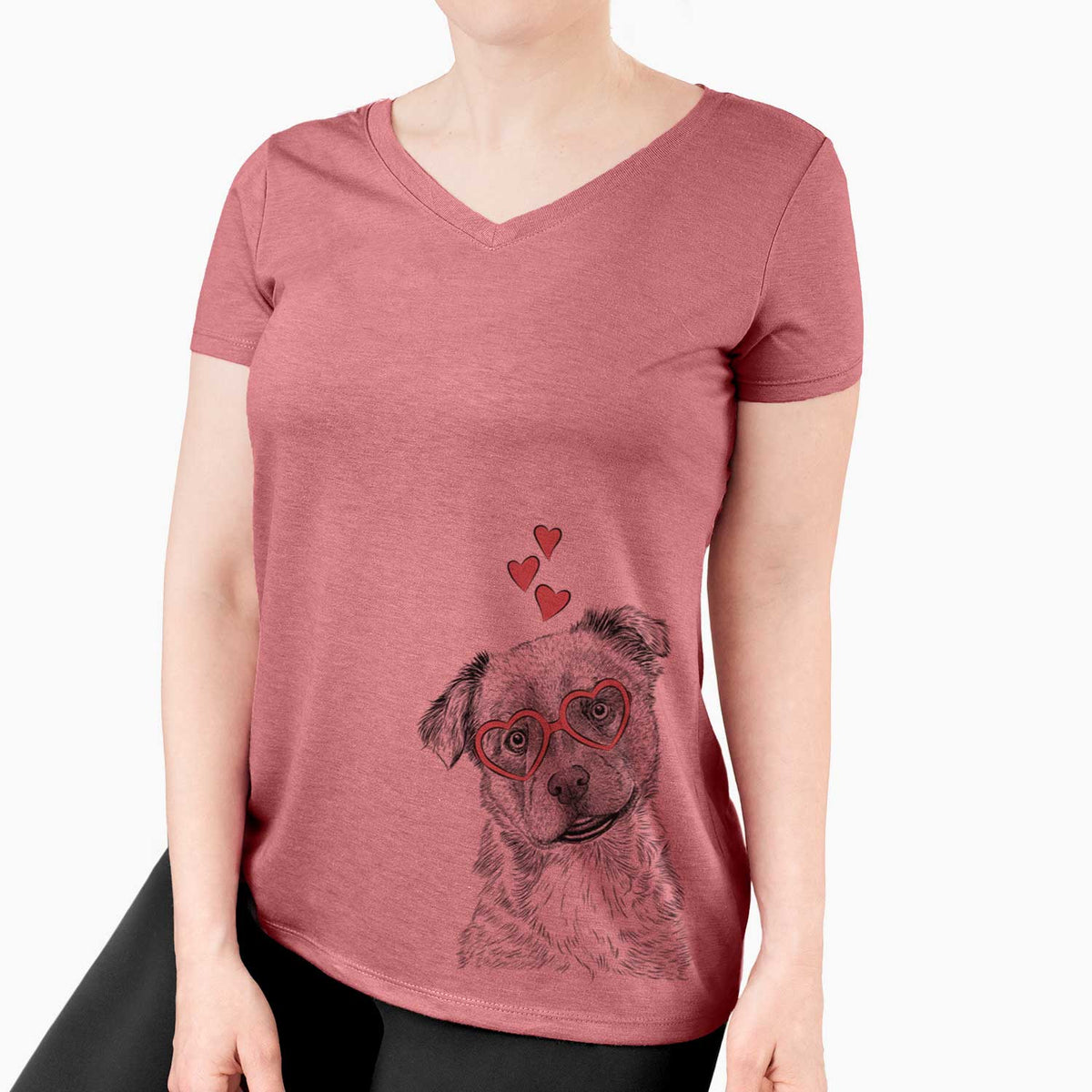 Valentine Loki Bear the Australian Cattle Dog Mix - Women's V-neck Shirt
