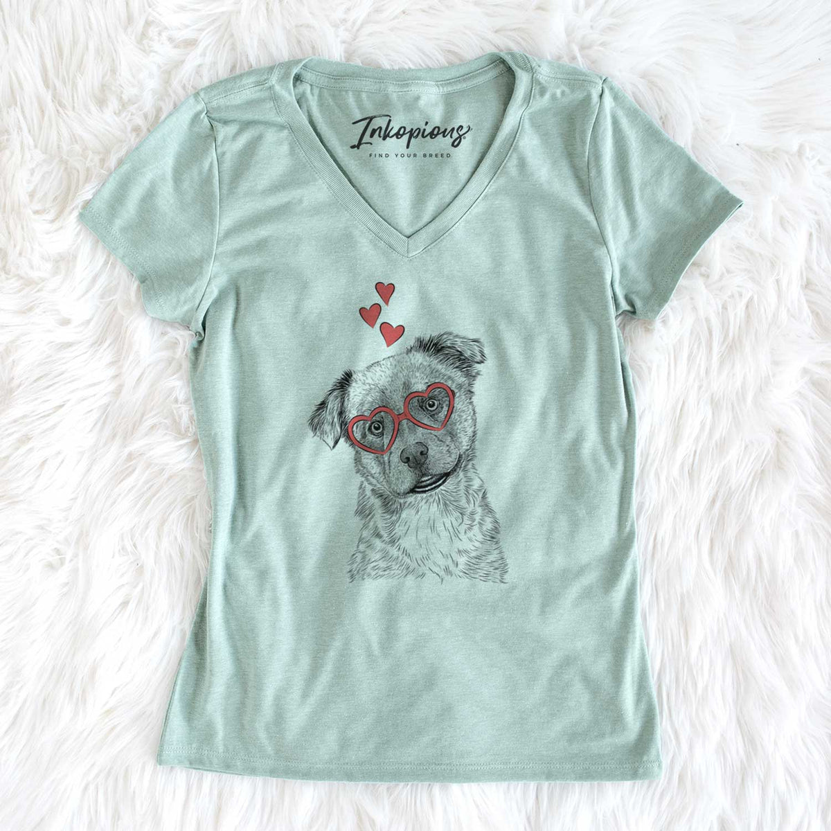 Valentine Loki Bear the Australian Cattle Dog Mix - Women's V-neck Shirt