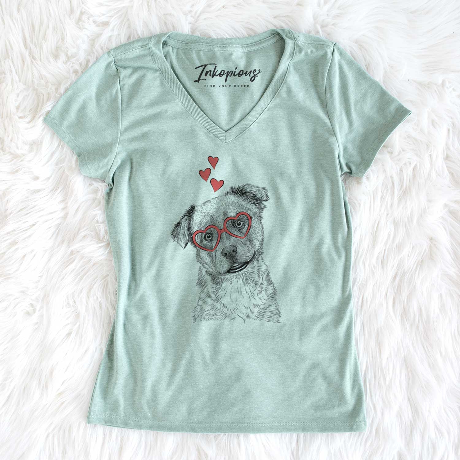 Valentine Loki Bear the Australian Cattle Dog Mix - Women's V-neck Shirt
