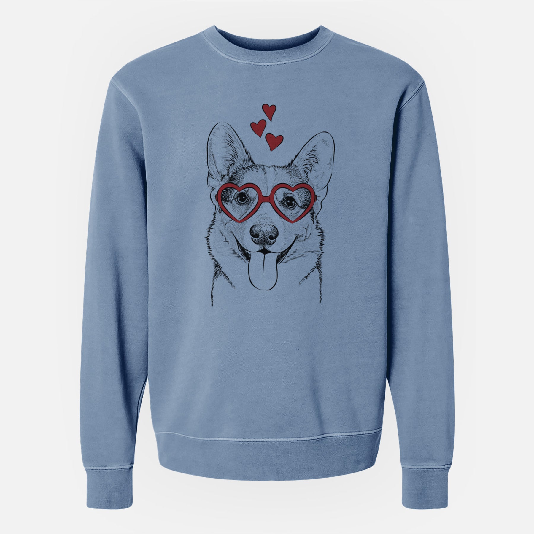 Valentine Loki the Corgi - Unisex Pigment Dyed Crew Sweatshirt