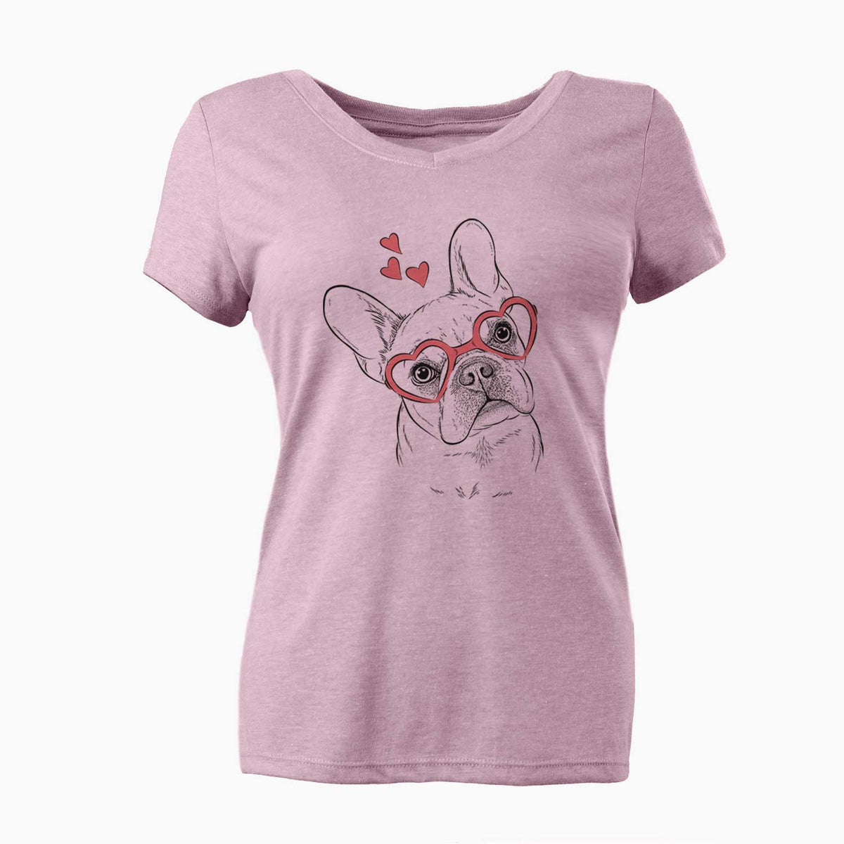 Valentine Loki the French Bulldog - Women's V-neck Shirt