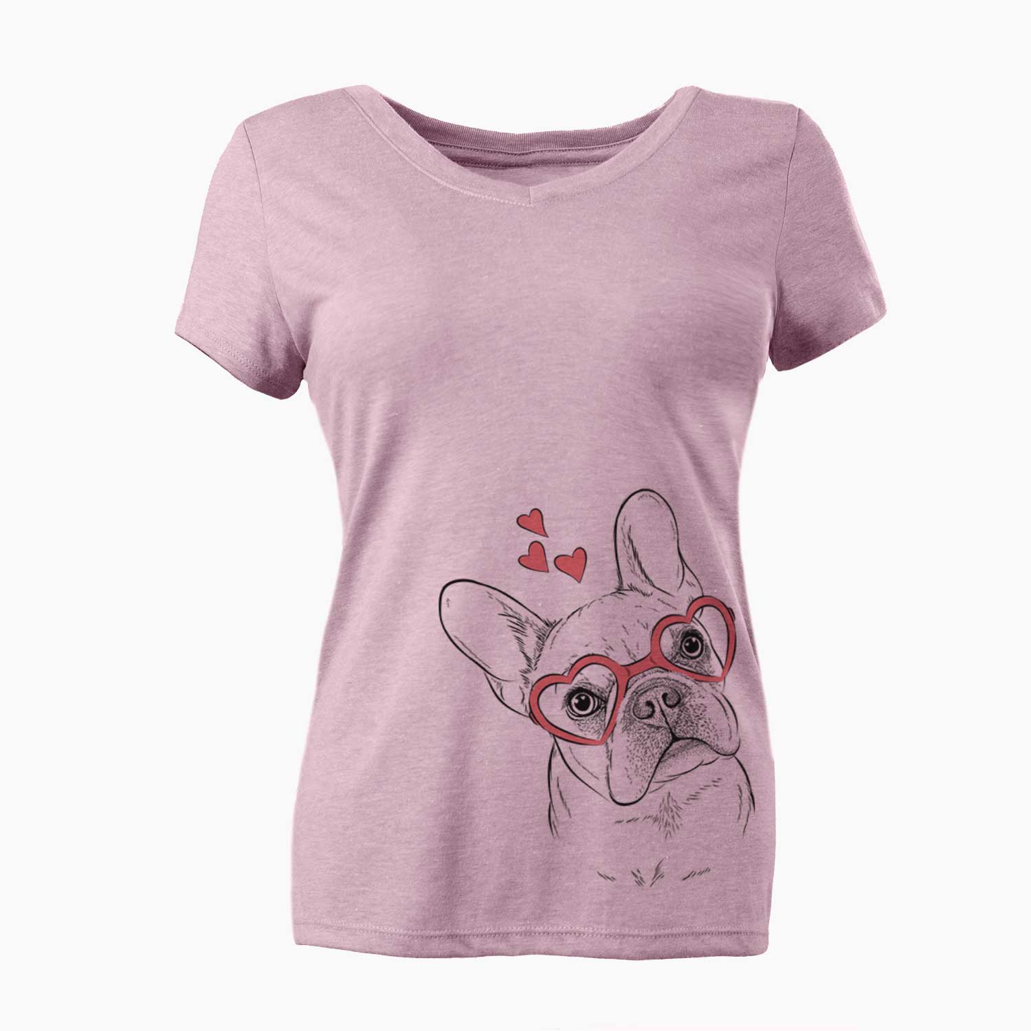 Valentine Loki the French Bulldog - Women's V-neck Shirt
