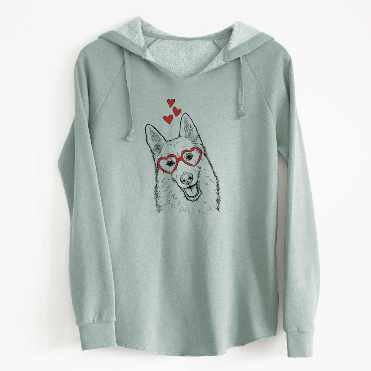 Valentine Loki the Husky Shepherd Mix - Cali Wave Hooded Sweatshirt