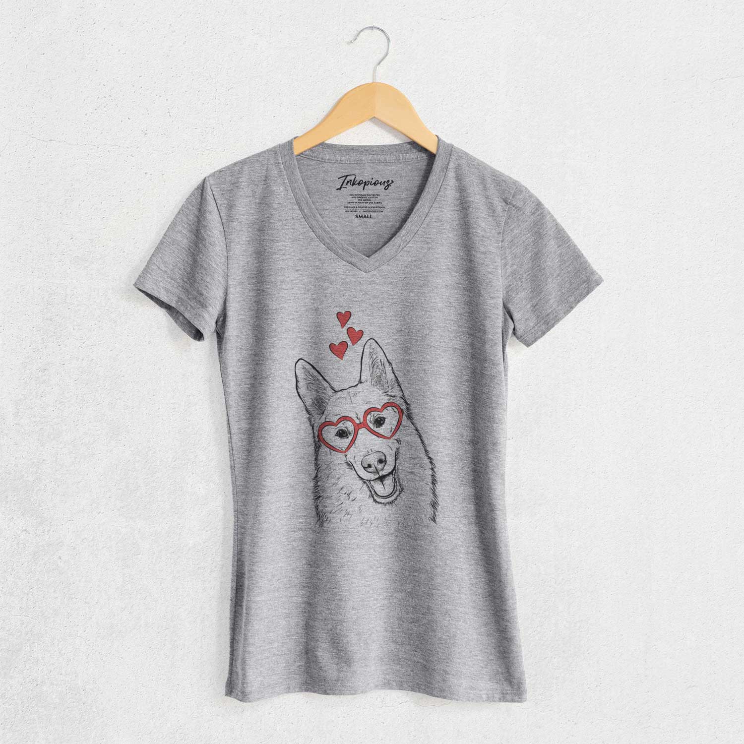 Valentine Loki the Husky Shepherd Mix - Women's V-neck Shirt